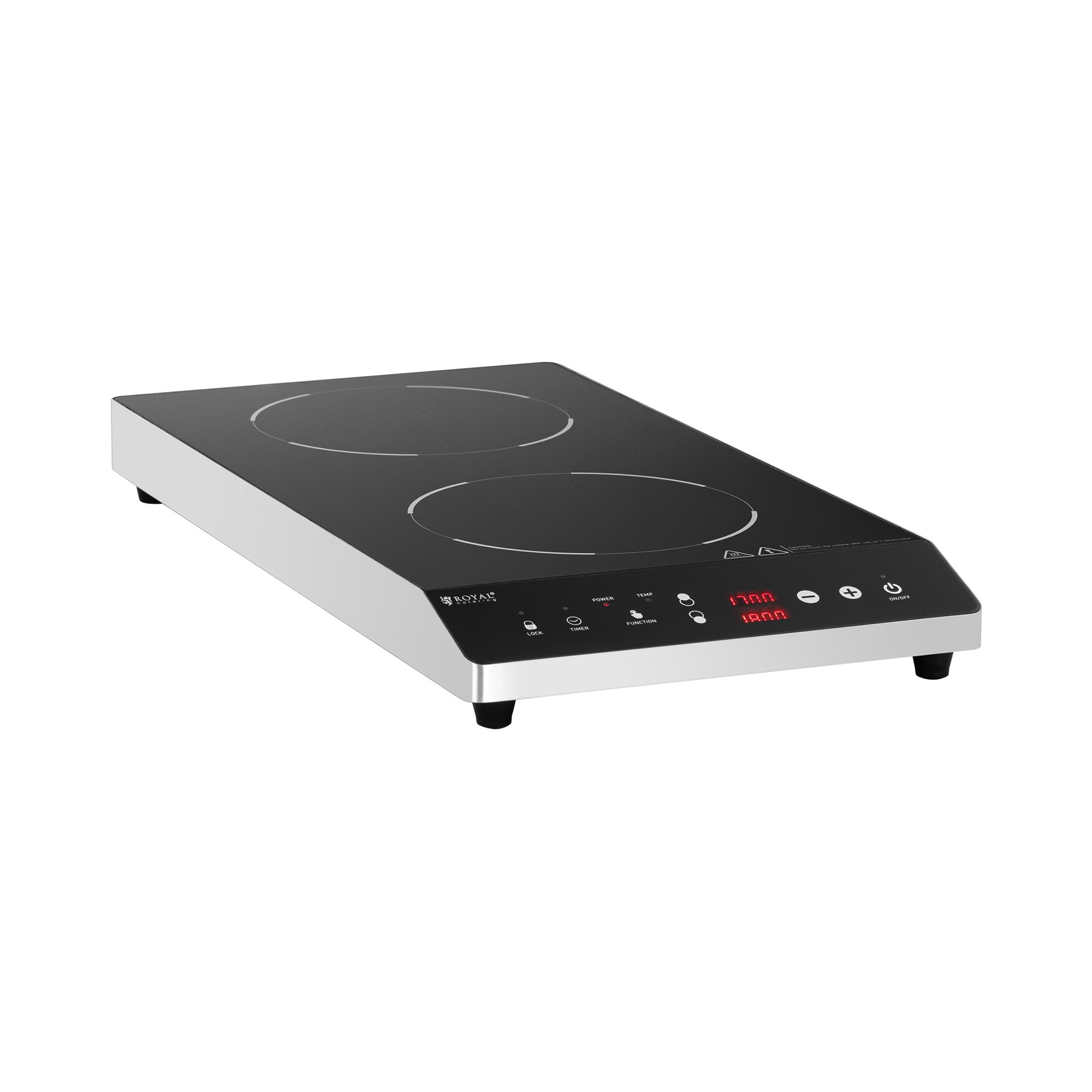 Induktionsplatte - 3500 W - 2 x 22 cm - 240 °C - Timer - Royal Catering