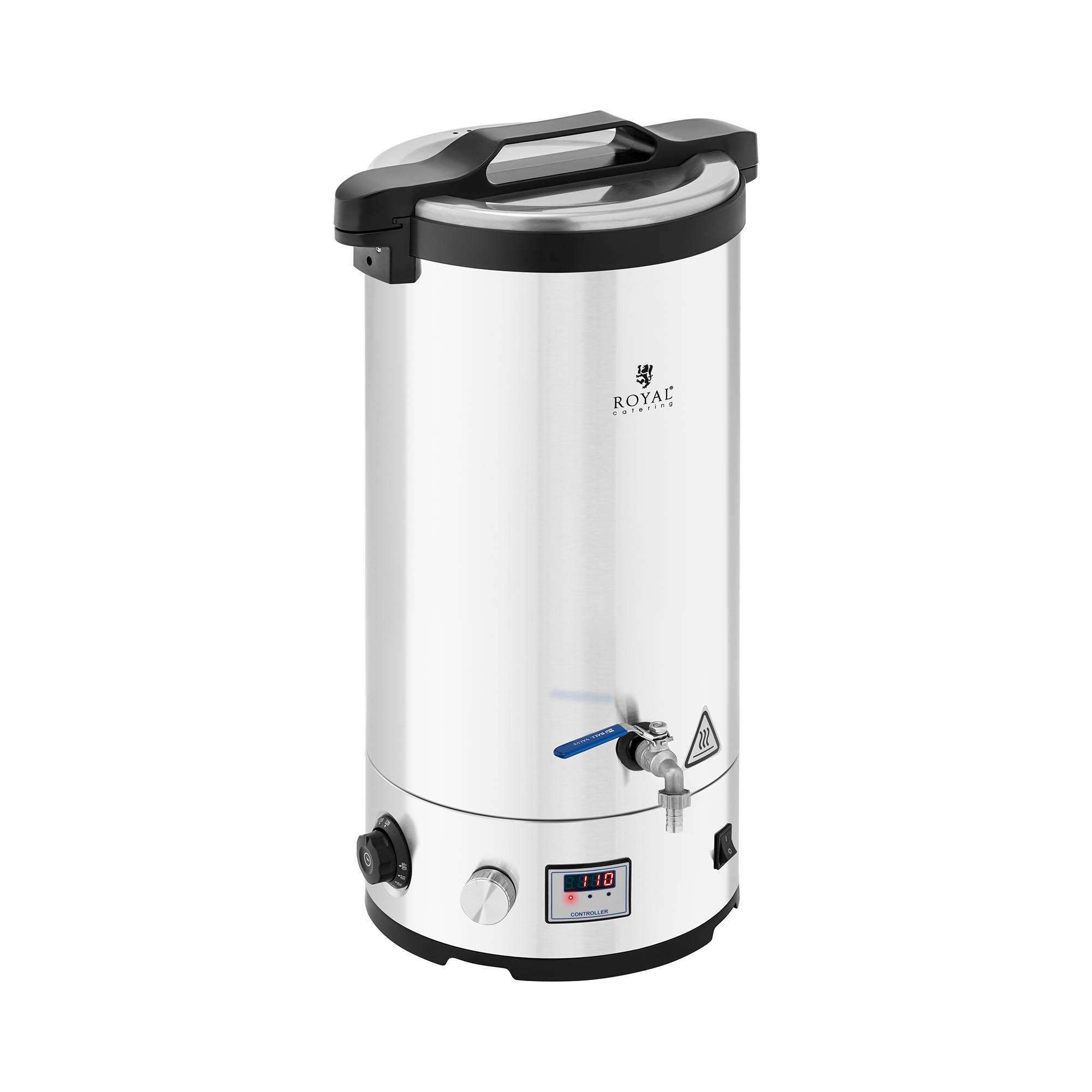 Royal Catering Maischekessel - 30 L - 700/1.800/2.500 W - 30 - 110 °C - Edelstahl - LED-Anzeige - Timer