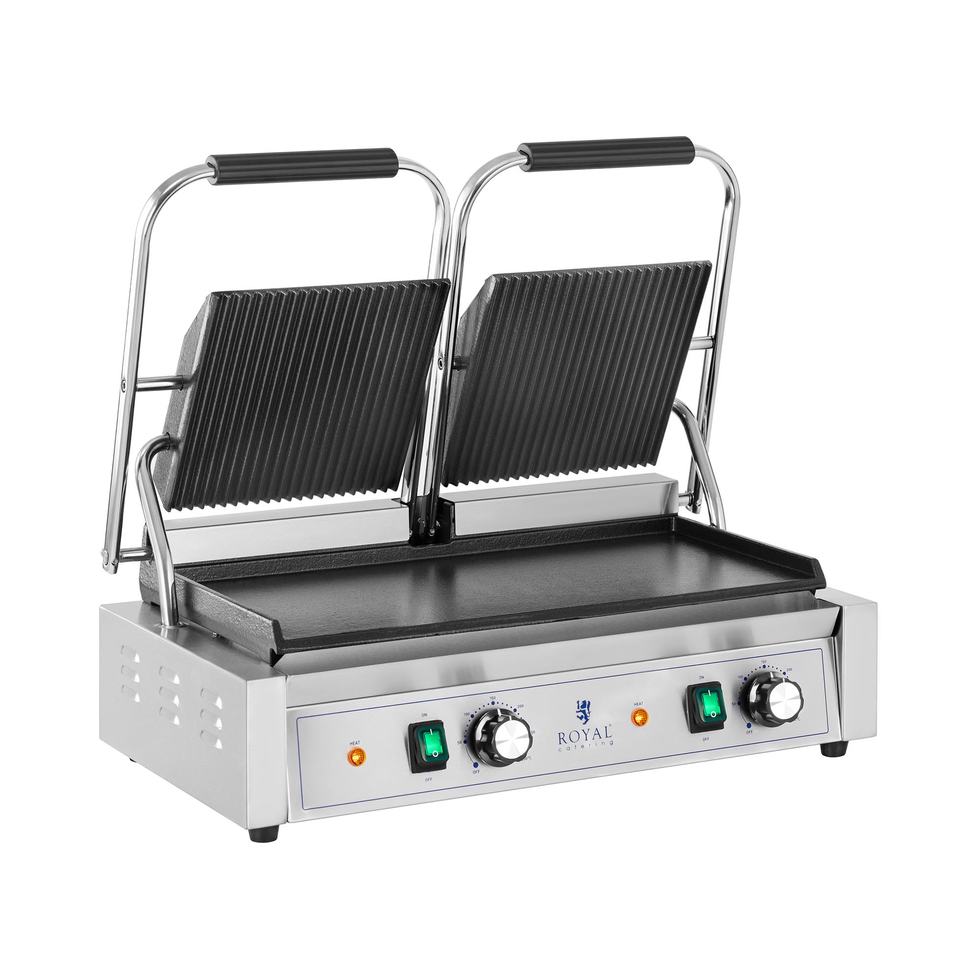 Doppel-Kontaktgrill - geriffelt + glatt - Royal Catering - 3600 W