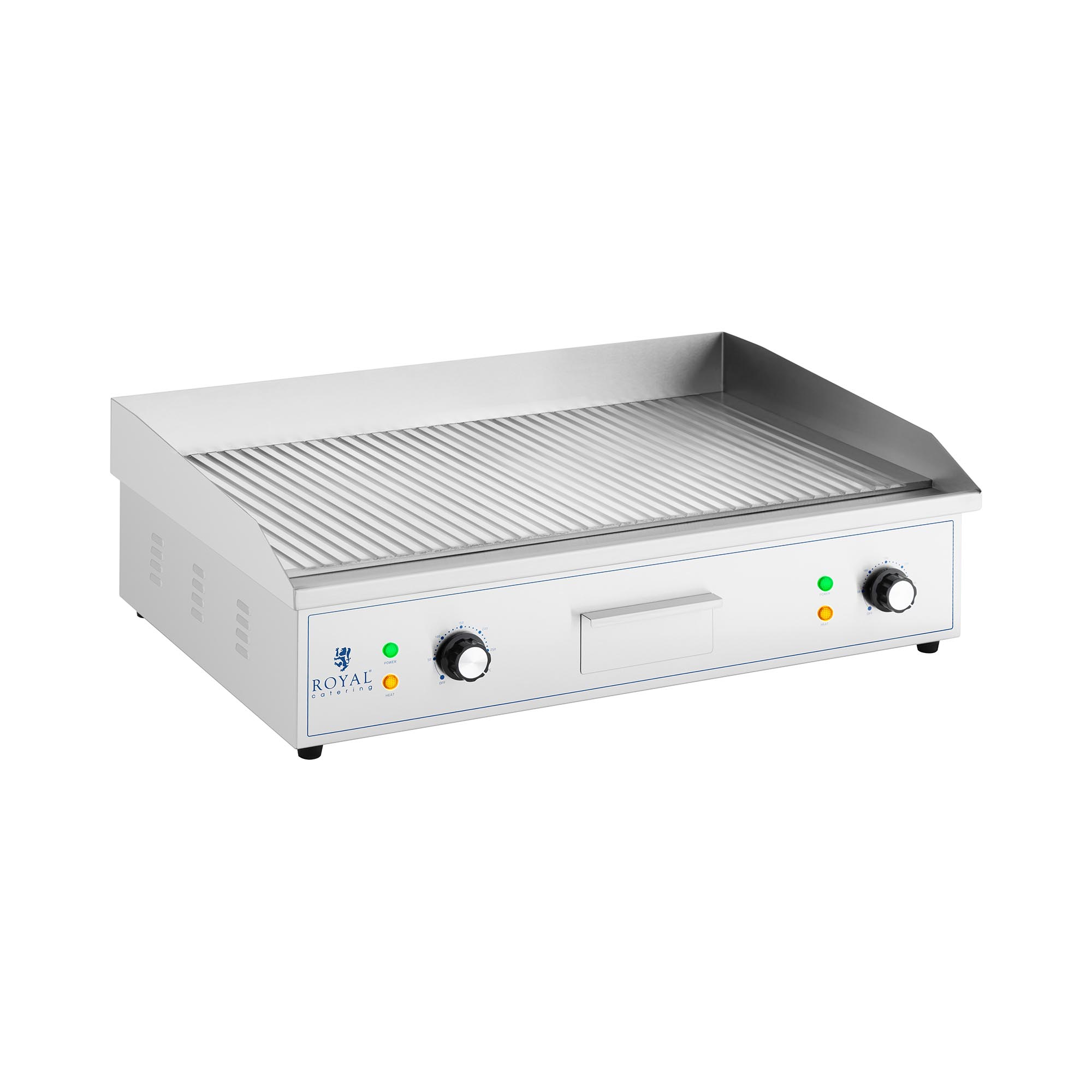 Doppel Elektro Grillplatte - 700 x 400 mm - Royal Catering - gerillt - 4400 W