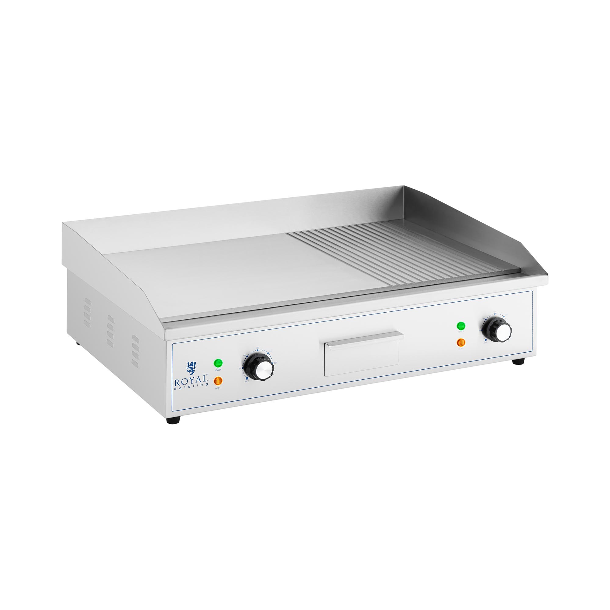 Royal Catering Elektro Grillplatte - 727 x 420 mm - geriffelt/glatt - 4400 W