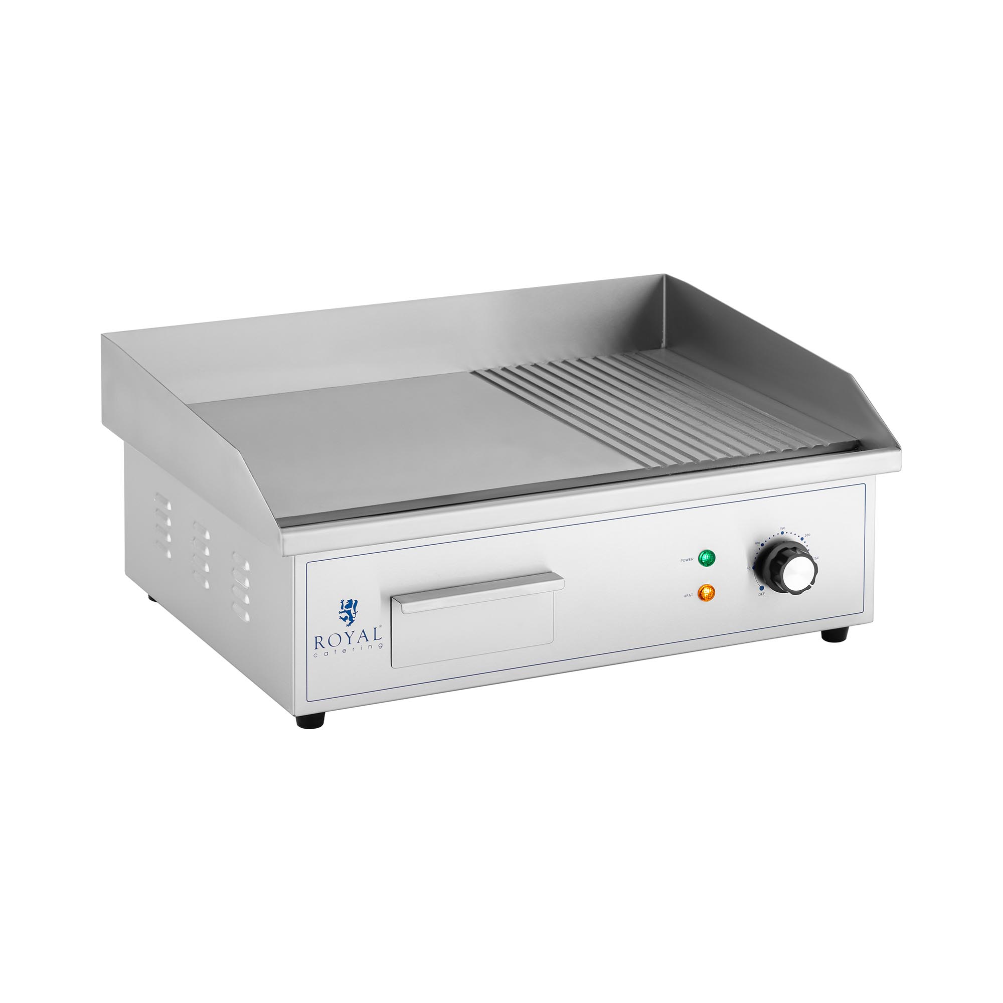 Royal Catering Elektro Grillplatte - 548 x 350 mm - Ribber + Flat - 3.000 W