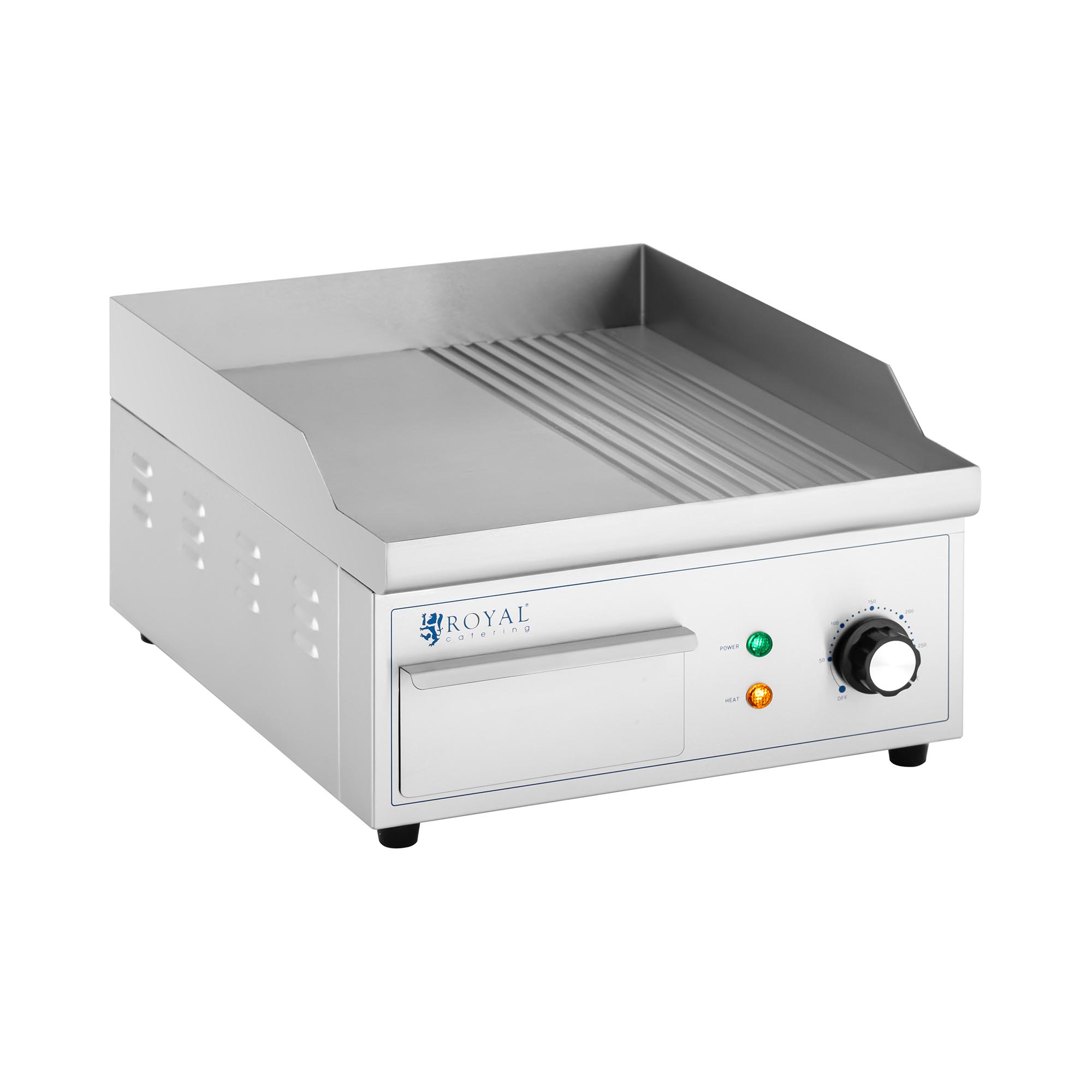 Royal Catering Elektro Grillplatte - 360 x 380 mm - Ribber + Flat - 2.000 W