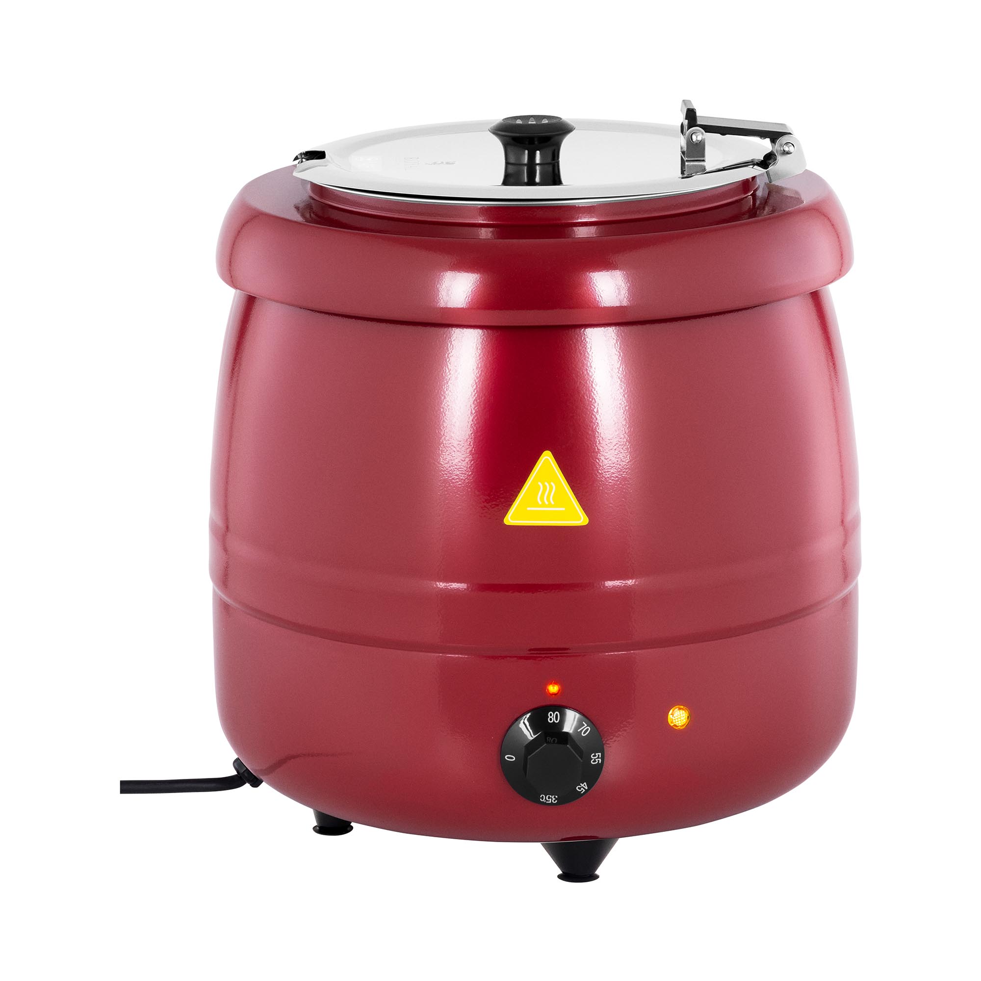Royal Catering Suppentopf elektrisch - 10 L - Stahl - rot beschichtet
