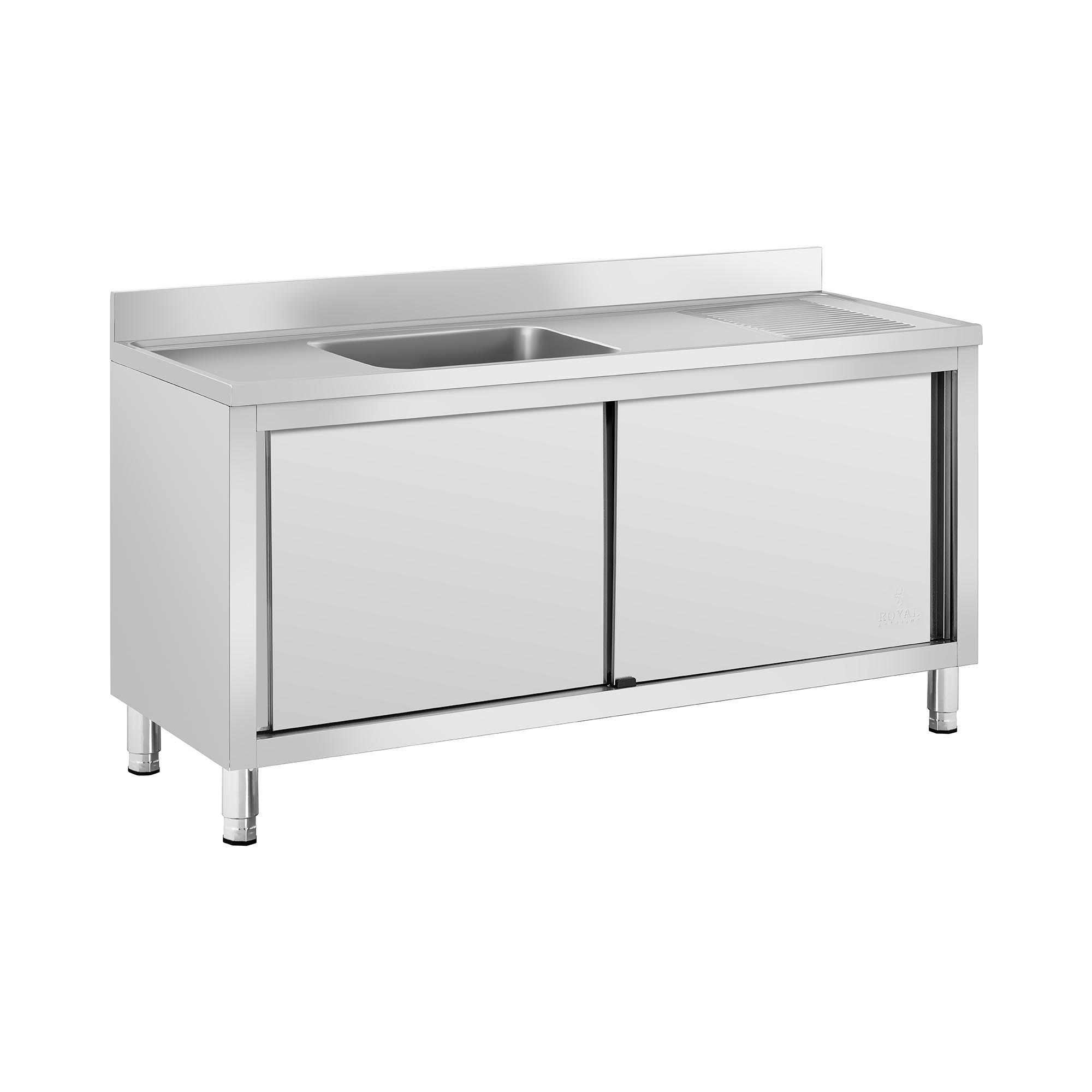 Spülenschrank - 1 Becken - Royal Catering - Edelstahl - 160 x 60 cm