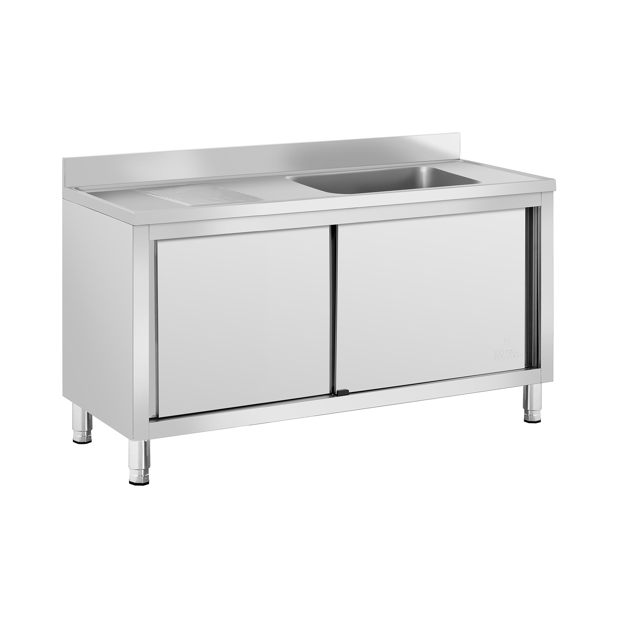 Spülenschrank - 1 Becken - Royal Catering - Edelstahl - 140 x 60 cm