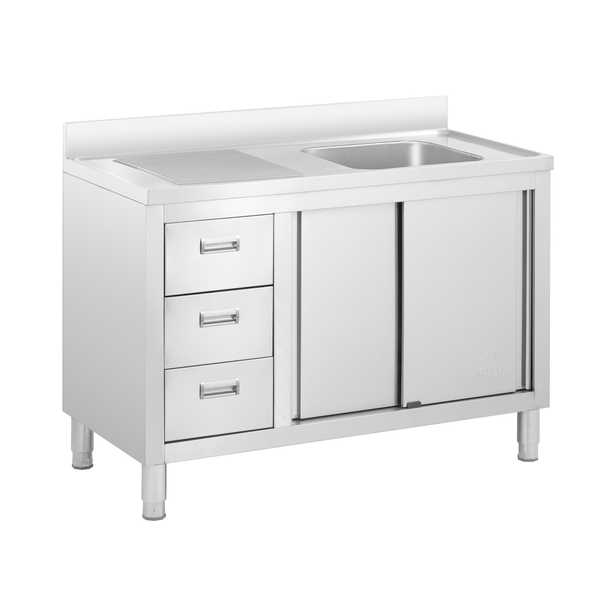 Spülenschrank - 1 Becken - Royal Catering - Edelstahl - 120 x 60 cm