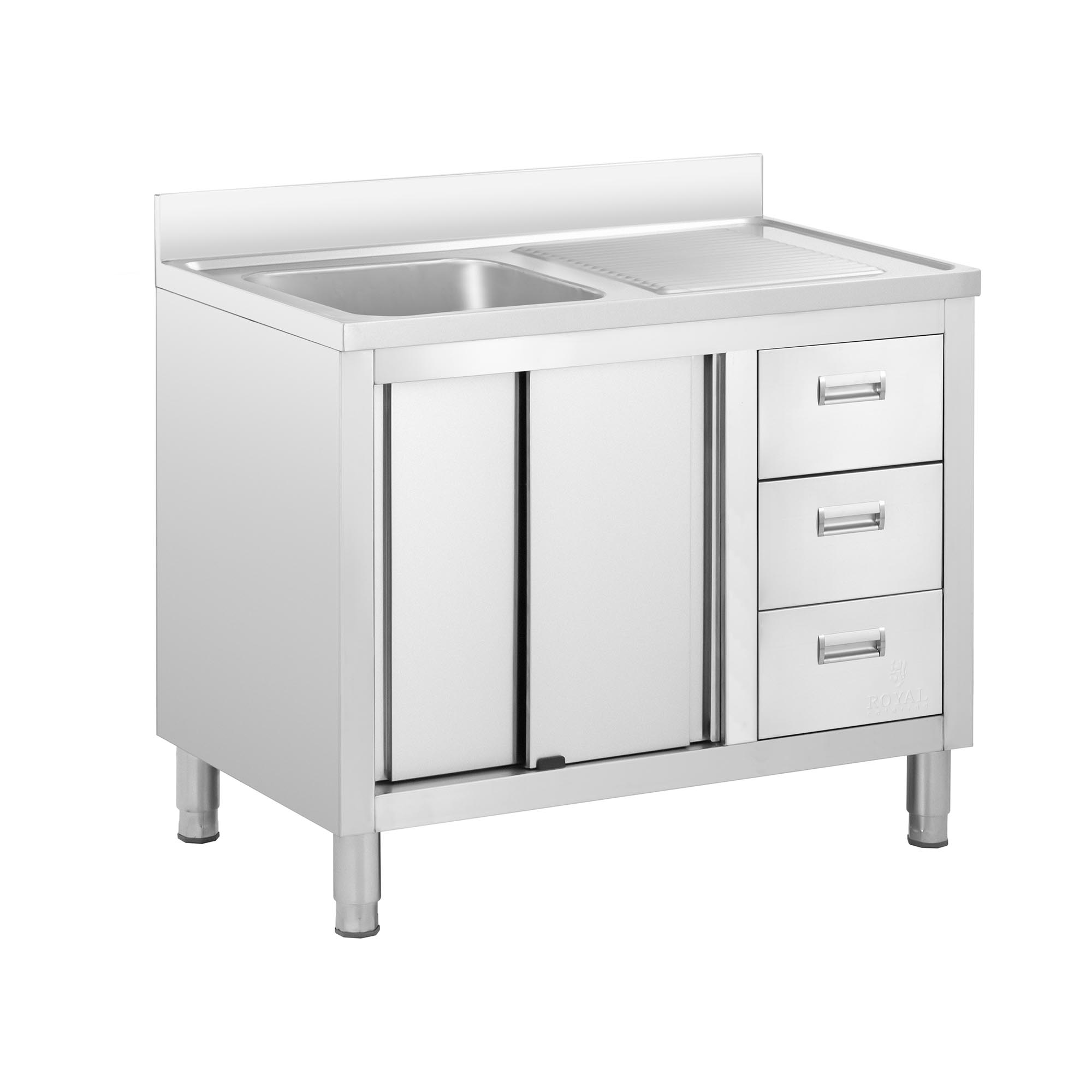 Spülenschrank - 1 Becken - Royal Catering - Edelstahl - 100 x 60 cm