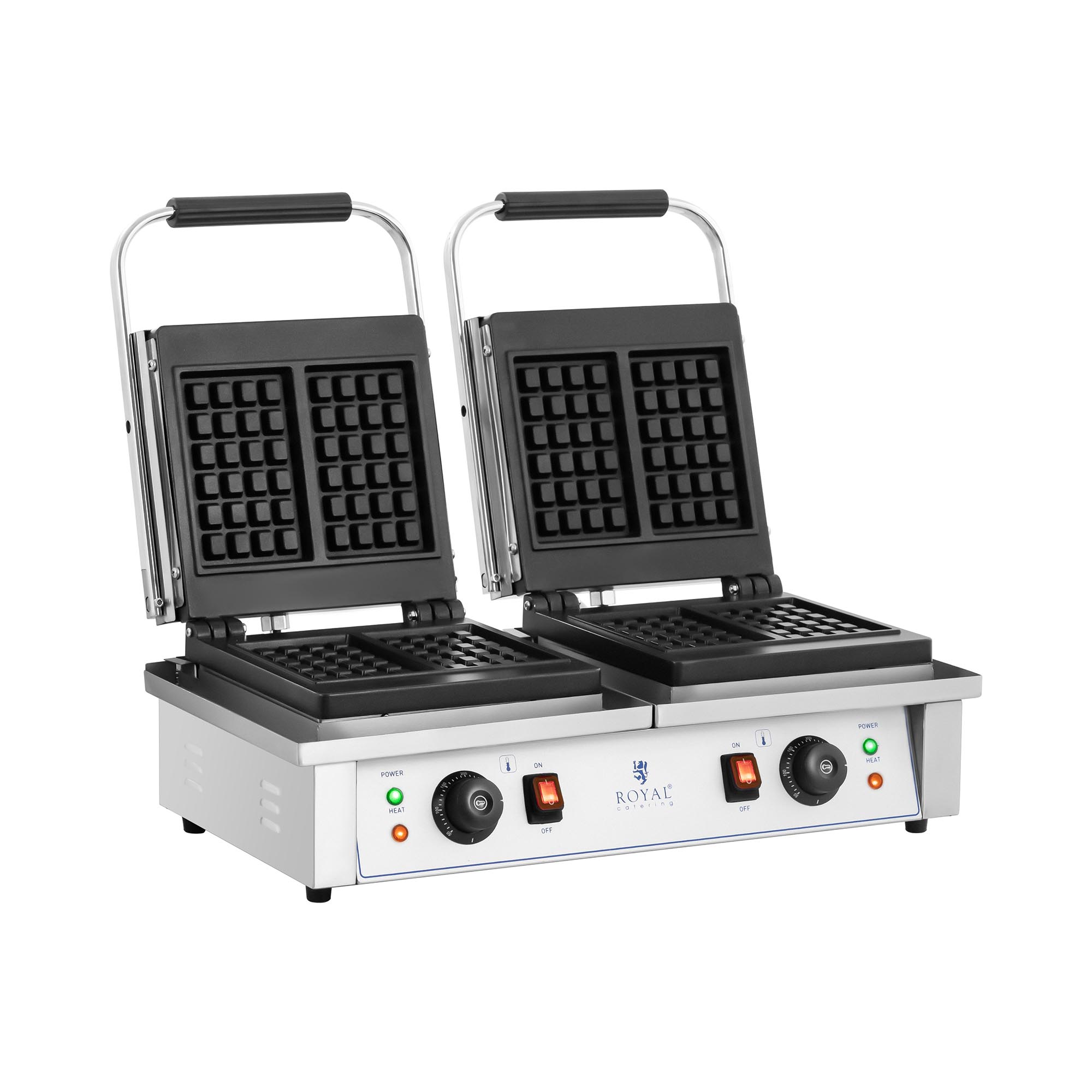 Doppel-Waffeleisen - belgische Waffeln - Royal Catering - 2 x 2,000 W