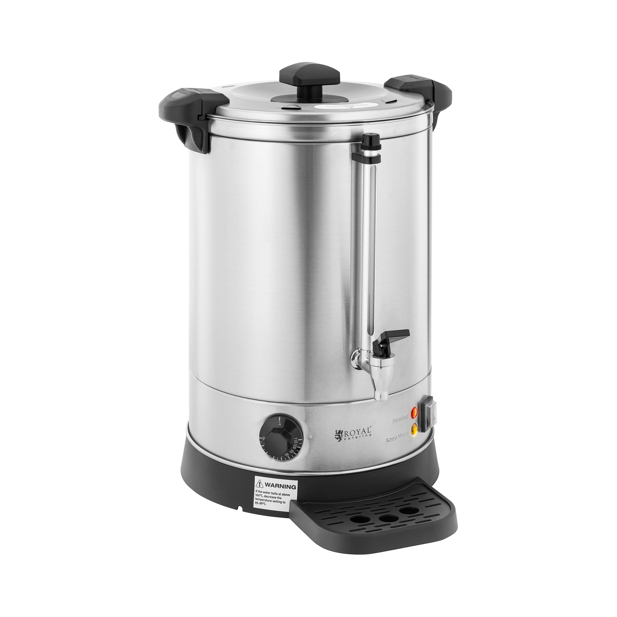 Royal Catering Wasserkocher - 13.5 L - 2500 W - Abtropfschale - Silbern