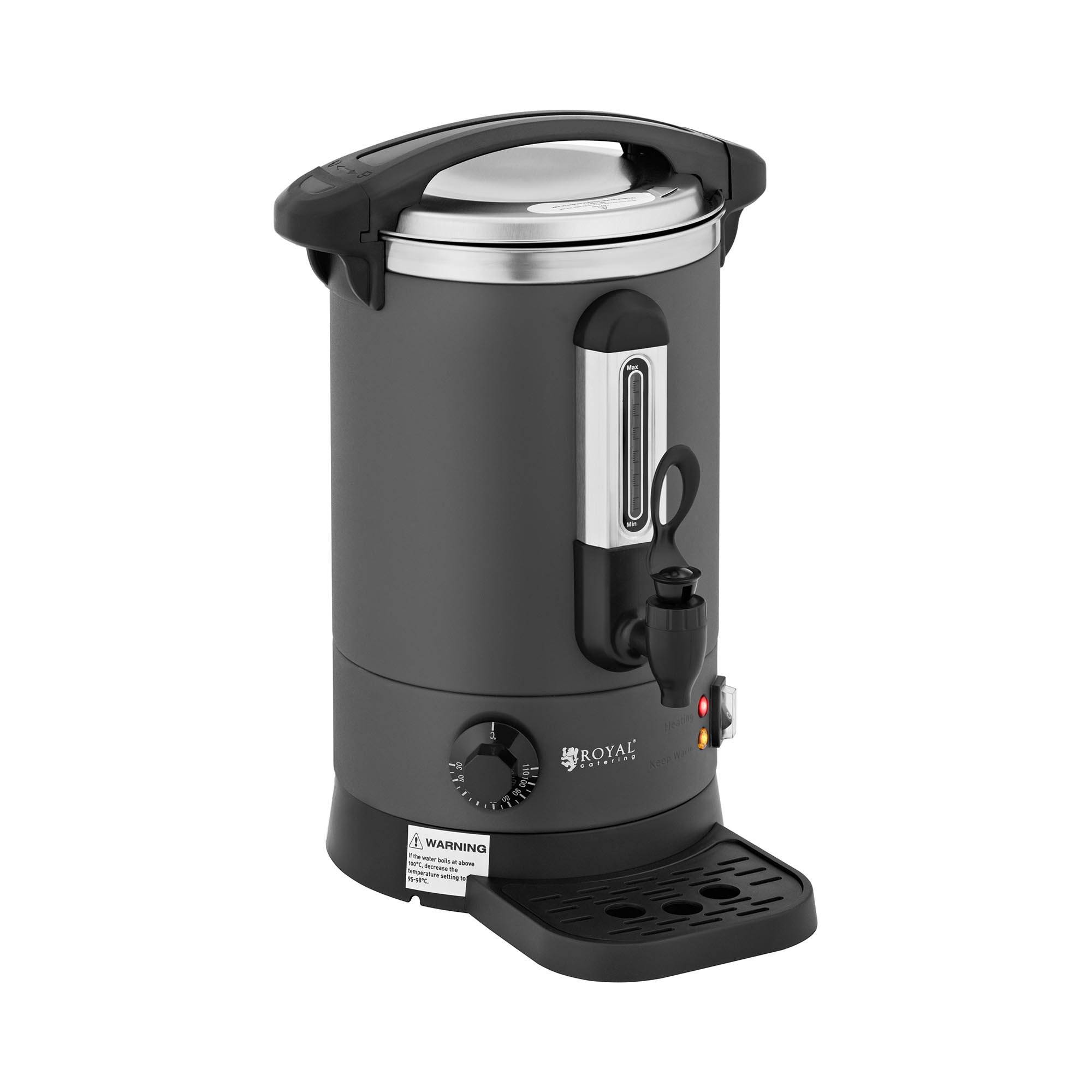 Royal Catering Wasserkocher - 6.1 L - 1500 W - Abtropfschale - Grau