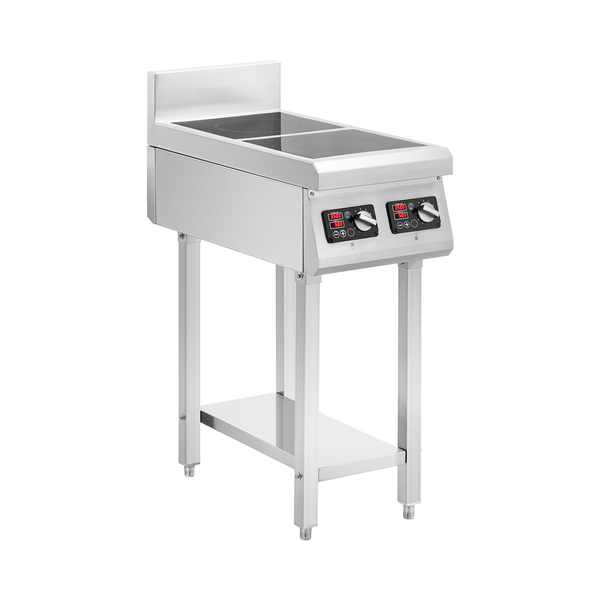 Induktionsplatte - 2 x 3500 W - 2 x 20 cm - Timer - mit Unterbau - Royal Catering