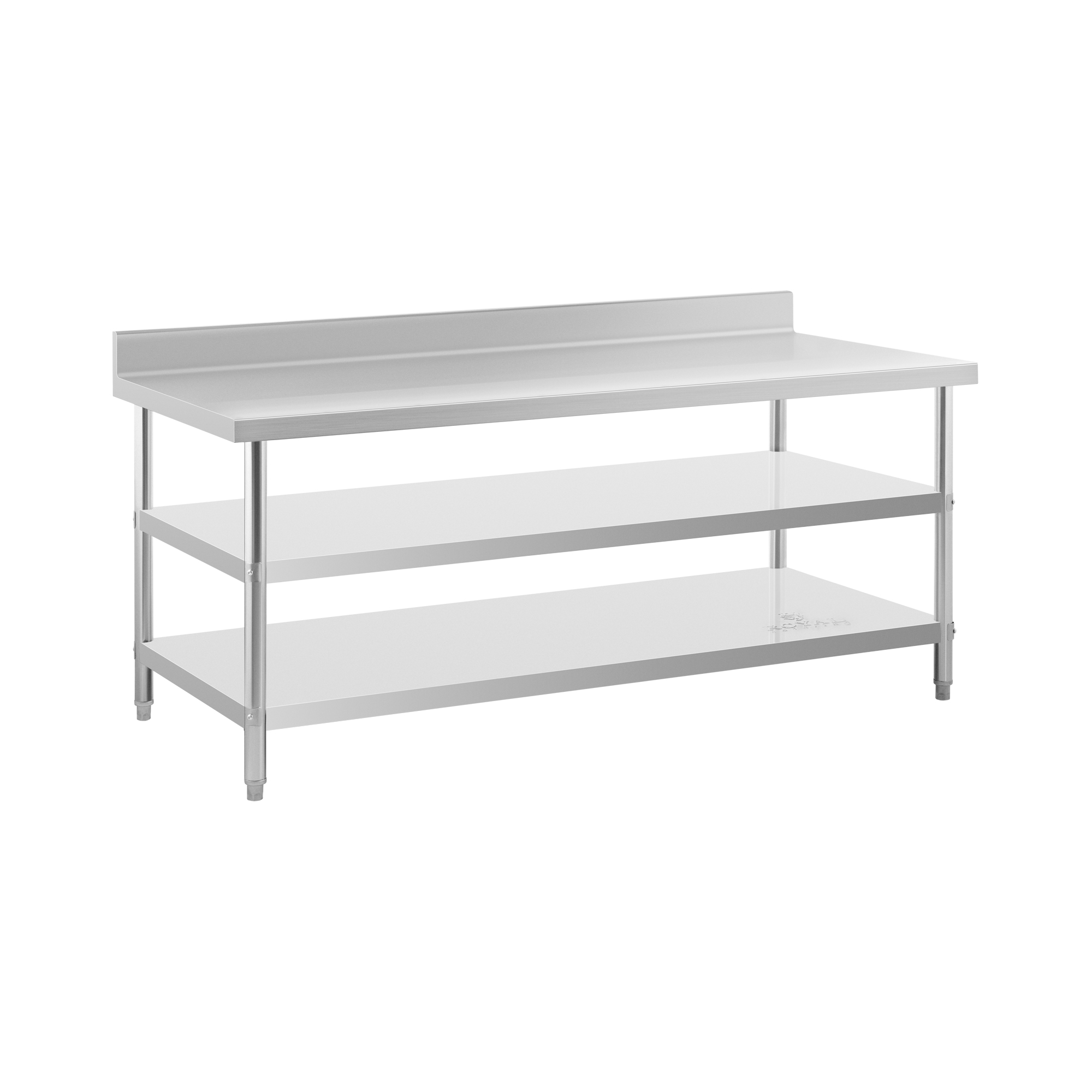 Edelstahl-Arbeitstisch - ECO - 200 x 90 cm - 500 kg - Zwischenboden - Royal Catering