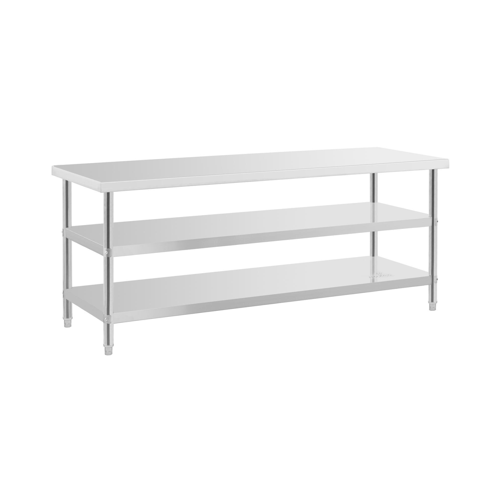 Edelstahl-Arbeitstisch - ECO - 200 x 70 cm - 500 kg - Zwischenboden - Royal Catering