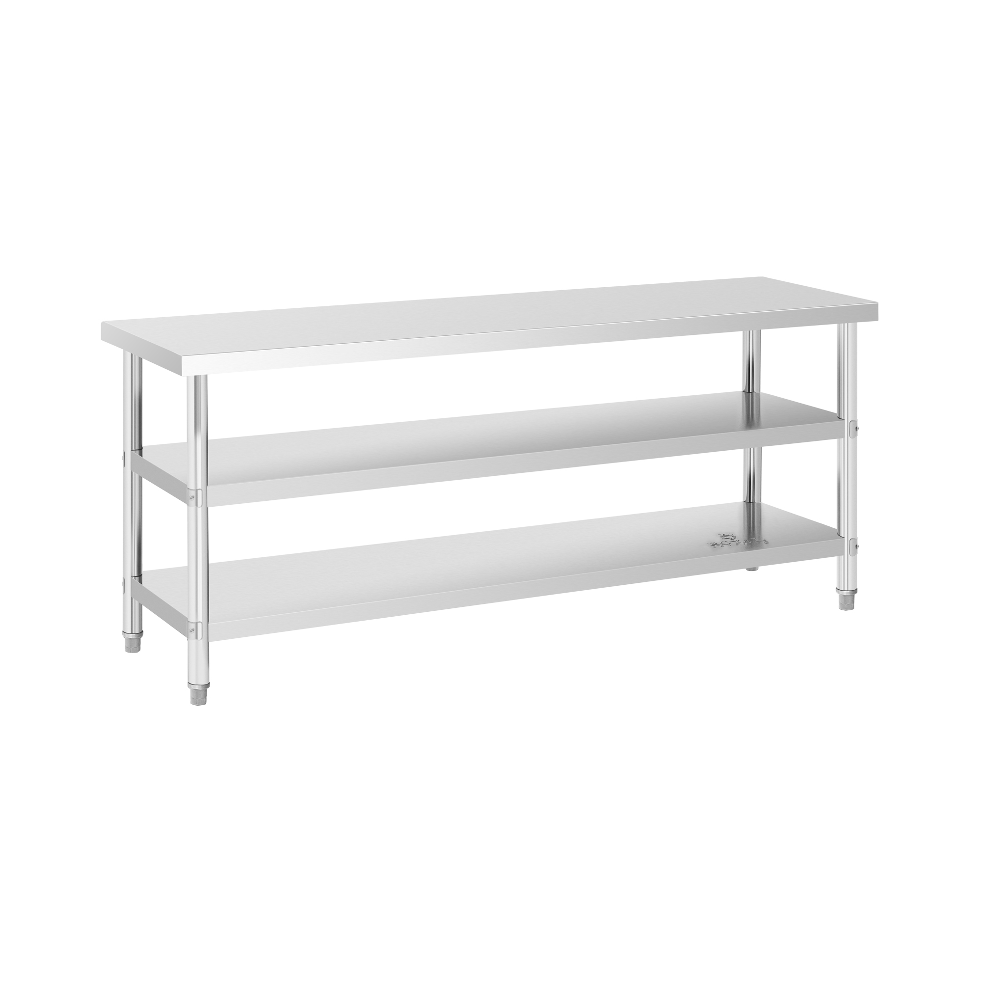 Edelstahl-Arbeitstisch - ECO - 200 x 60 cm - 500 kg - Zwischenboden - Royal Catering