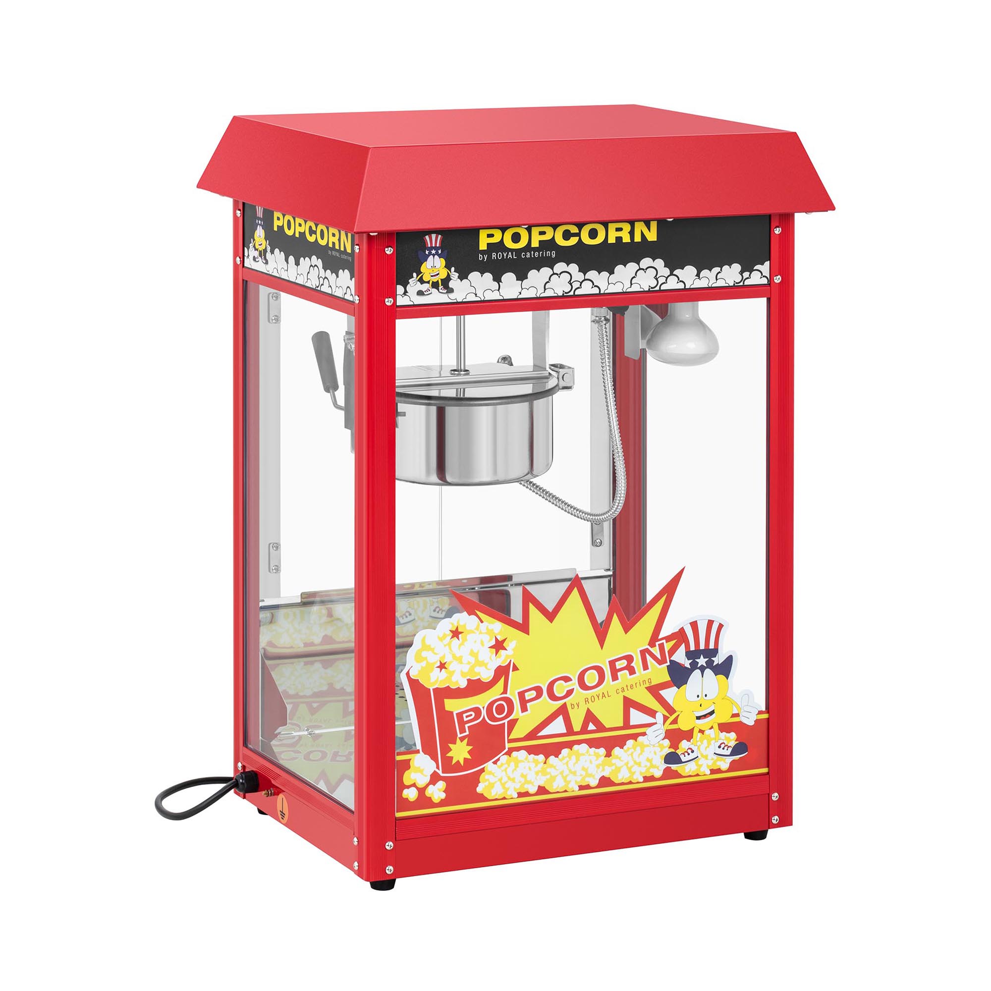 Popcornmaschine - Retro-Design - 195 °C (süß) / 235 °C (salzig) - rot - Royal Catering - 5 kg/h