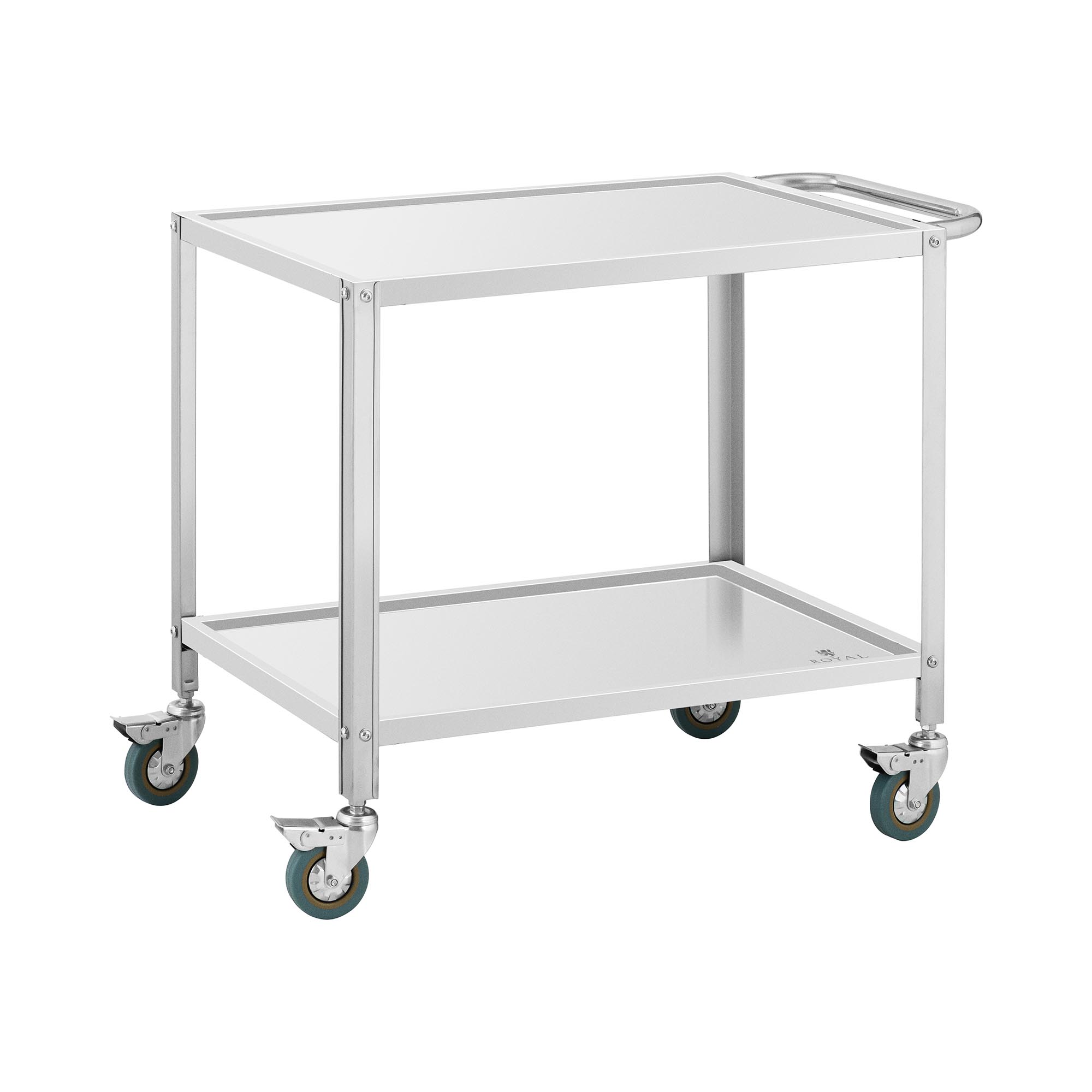 Servierwagen - Edelstahl - 2 Borde - Ablagen: 80 x 57 cm - 300 kg - 53 cm Abstand - Royal Catering