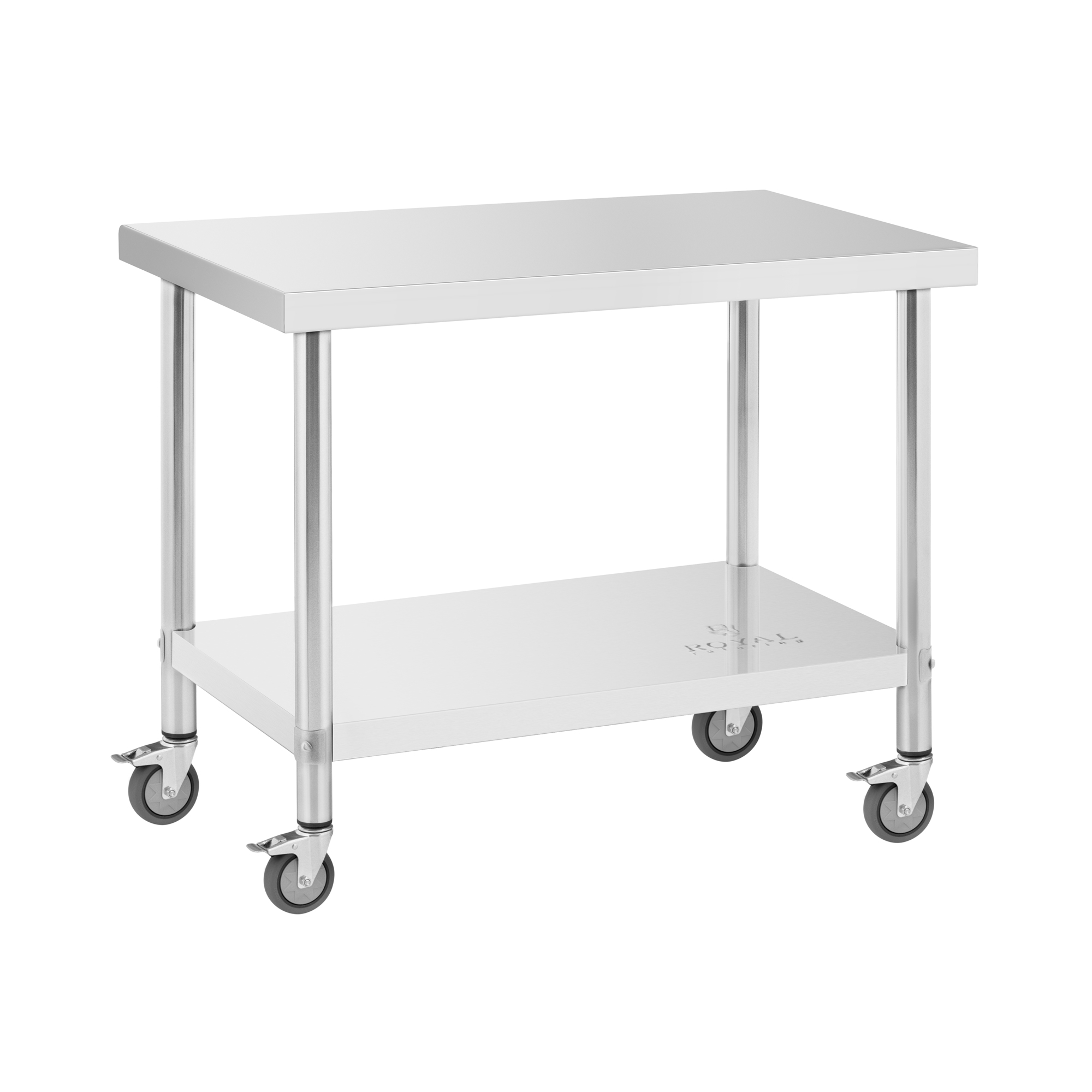 Edelstahltisch mit Rollen - PREMIUM - 60 x 100 cm - 155 kg - Royal Catering