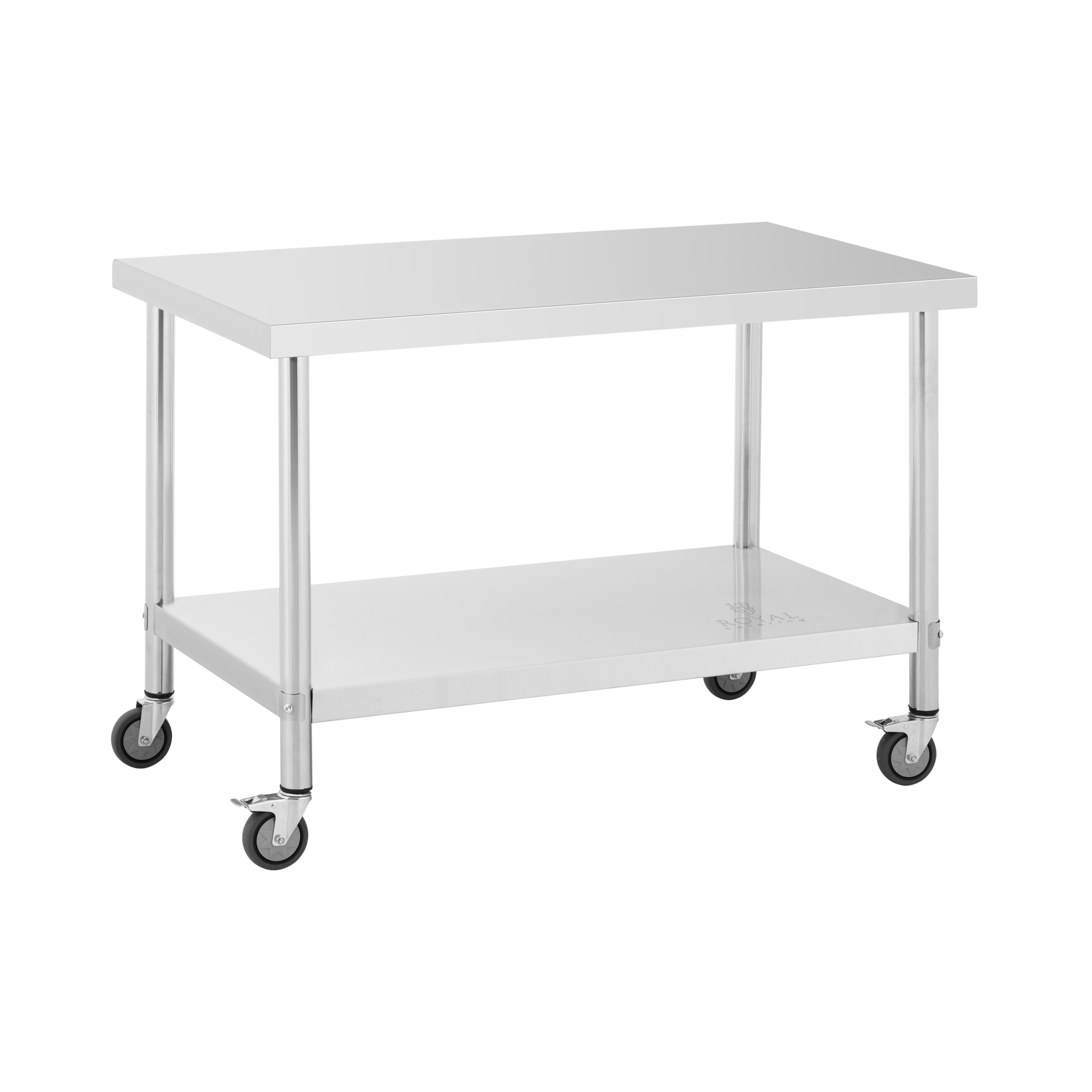 Edelstahltisch mit Rollen - PREMIUM - 70 x 120 cm - 158 kg - Royal Catering