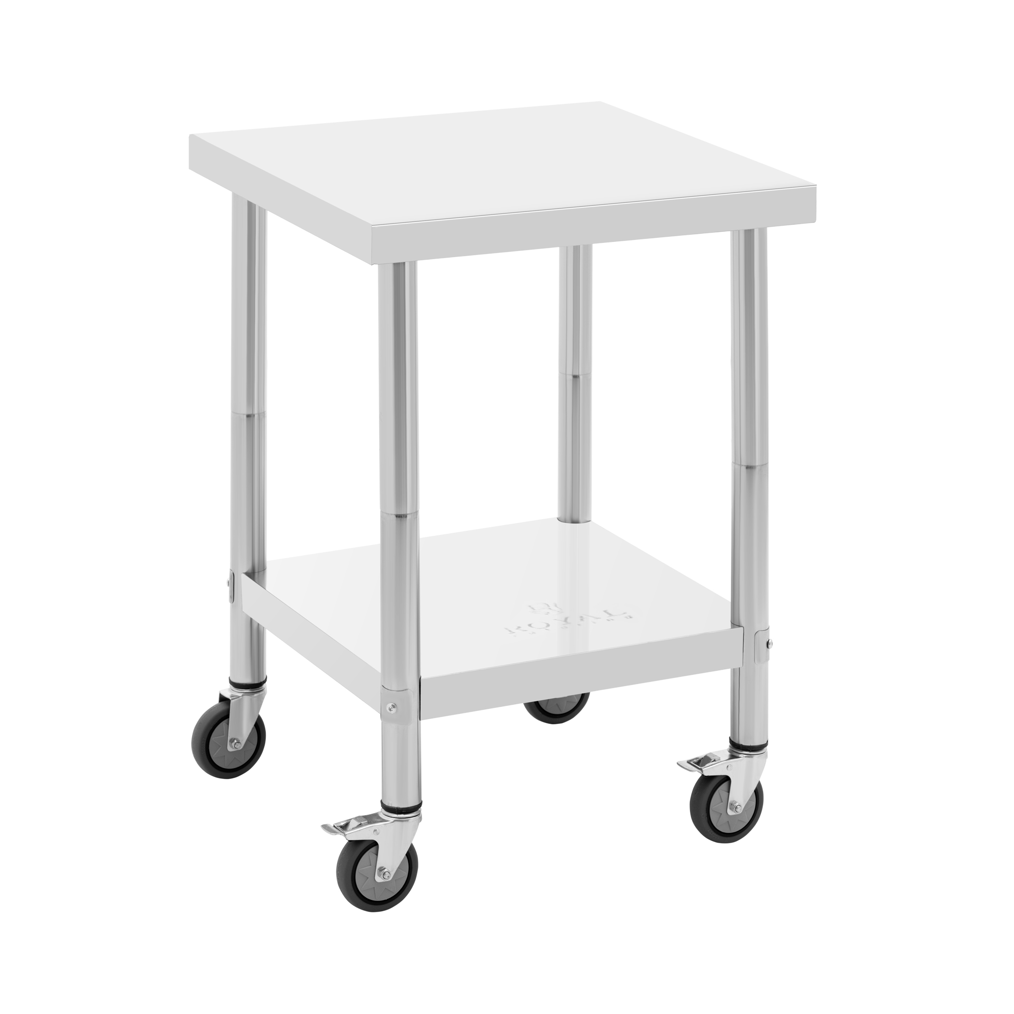 Edelstahltisch mit Rollen - PREMIUM - 60 x 60 cm - 120 kg - Royal Catering