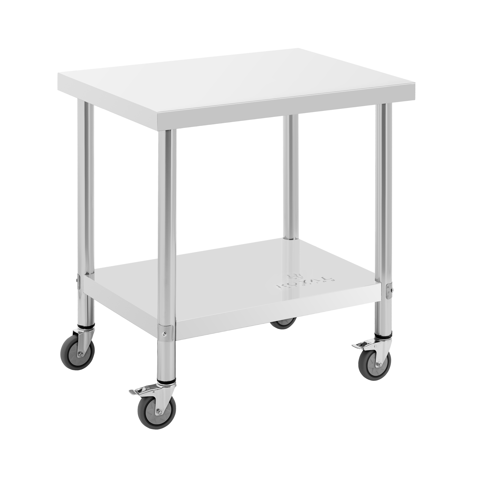 Edelstahltisch mit Rollen - PREMIUM - 60 x 80 cm - 135 kg - Royal Catering