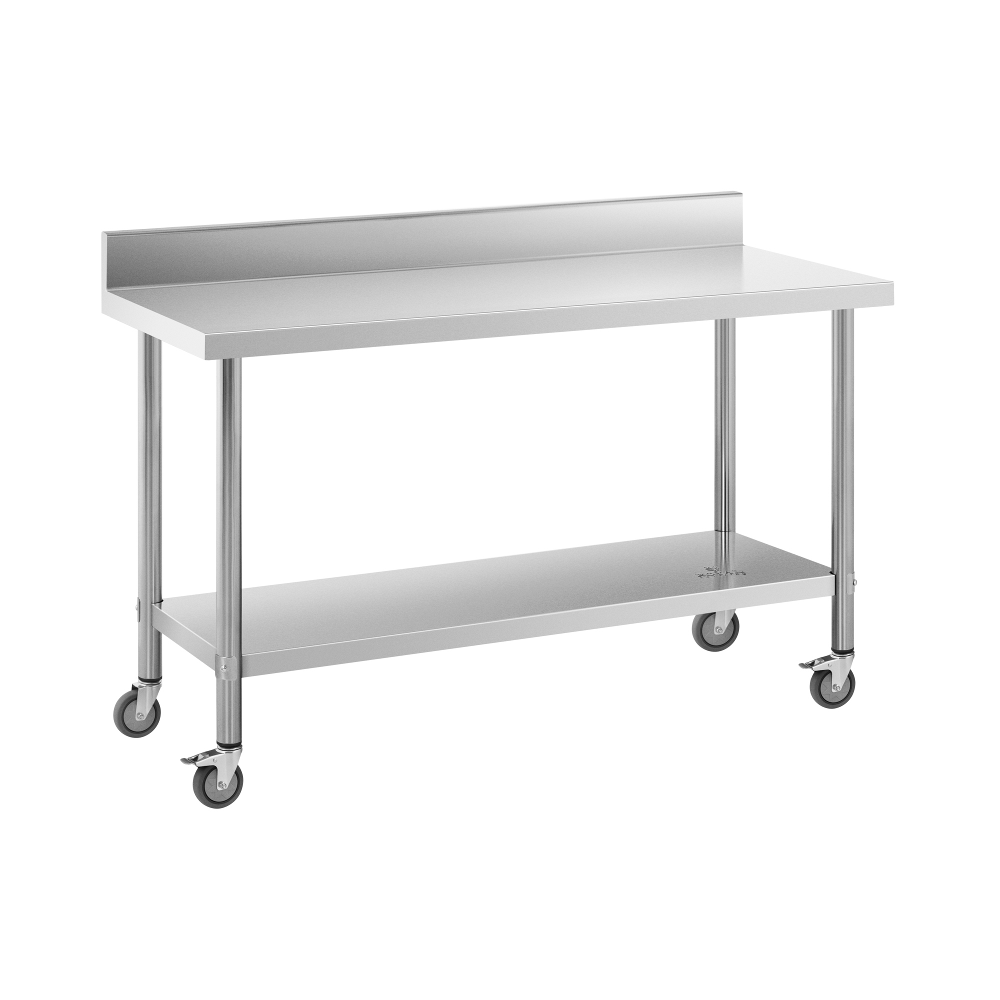 Edelstahltisch mit Rollen - PREMIUM - 60 x 150 cm - 160 kg - Aufkantung - Royal Catering