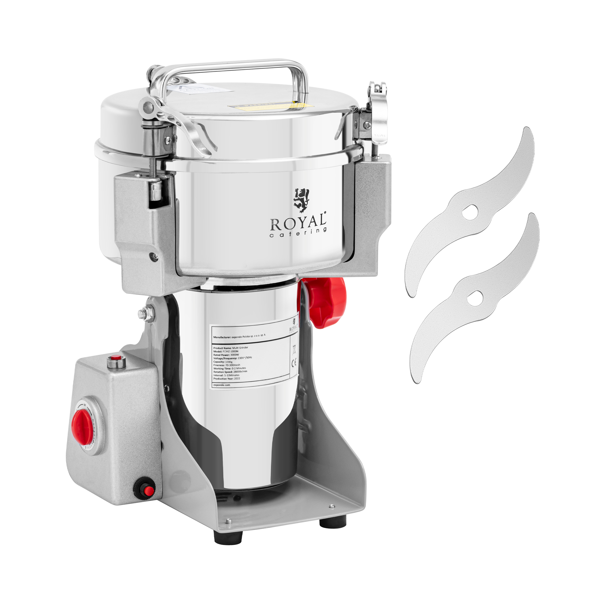 Gewürzmühle elektrisch - 1000 g - 20 x 9 cm - 3000 W - Royal Catering