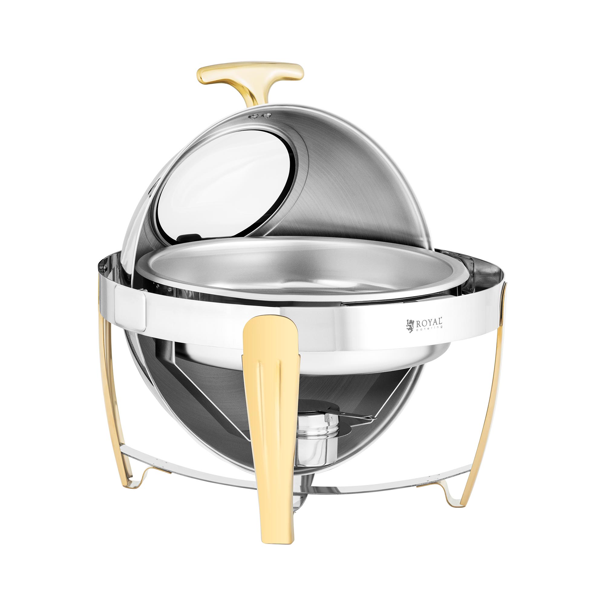 Chafing Dish - rund - Goldakzente - Rolltop-Haube - 6 L - Royal Catering