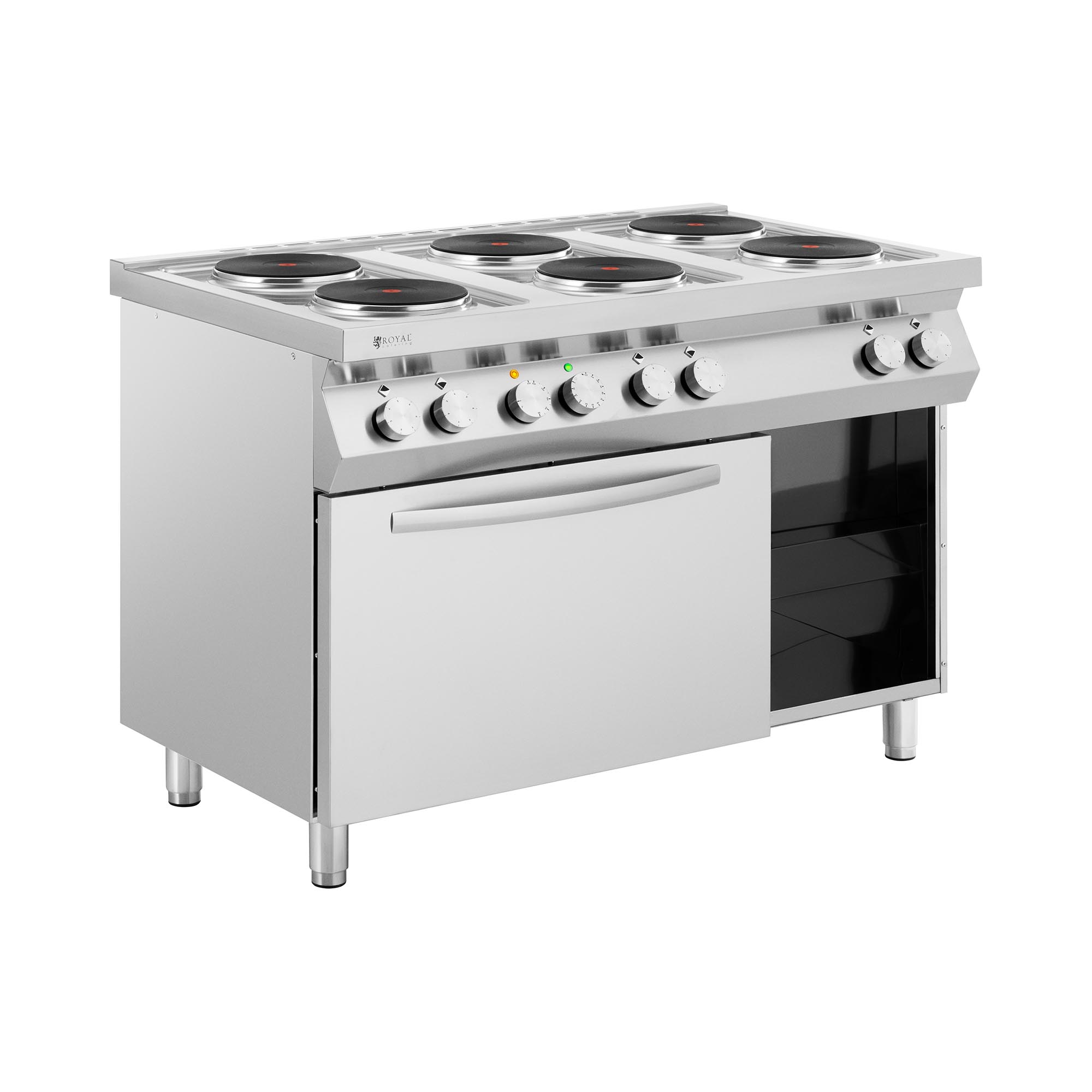 Elektroherd Gastro - 15600 W - 6 Platten - mit Umluftofen - Unterschrank - Royal Catering