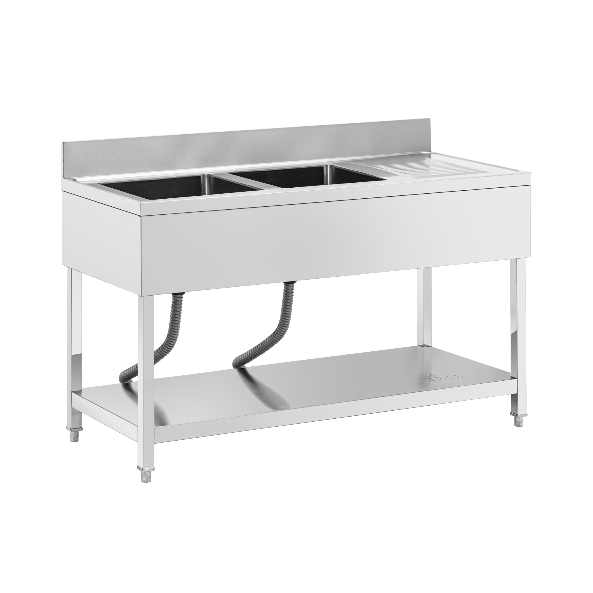 Spültisch - 2 Becken - Edelstahl - 140 x 60 cm - Royal Catering