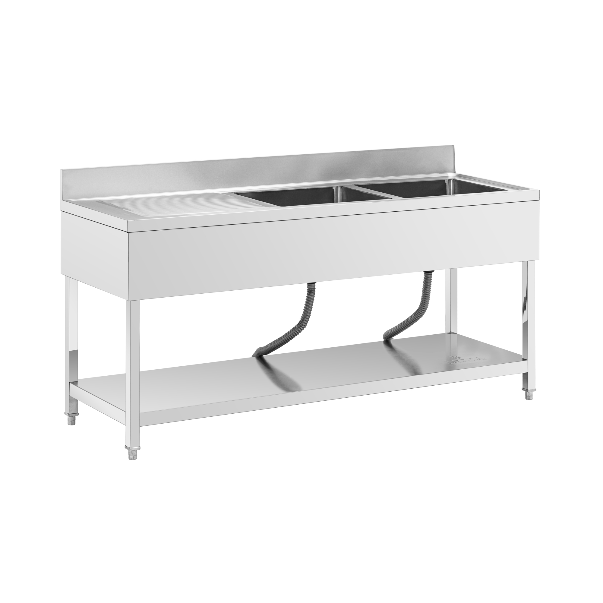 Spültisch - 2 Becken - Edelstahl - 180 x 60 cm - Royal Catering