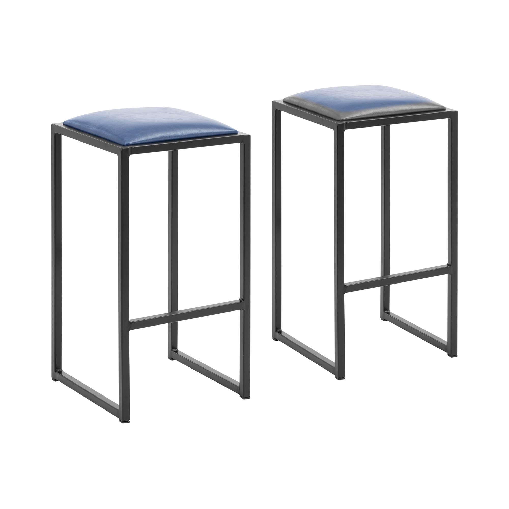 Barhocker - 2er-Set - Schwarz/Blau - mit Polsterung - Royal Catering