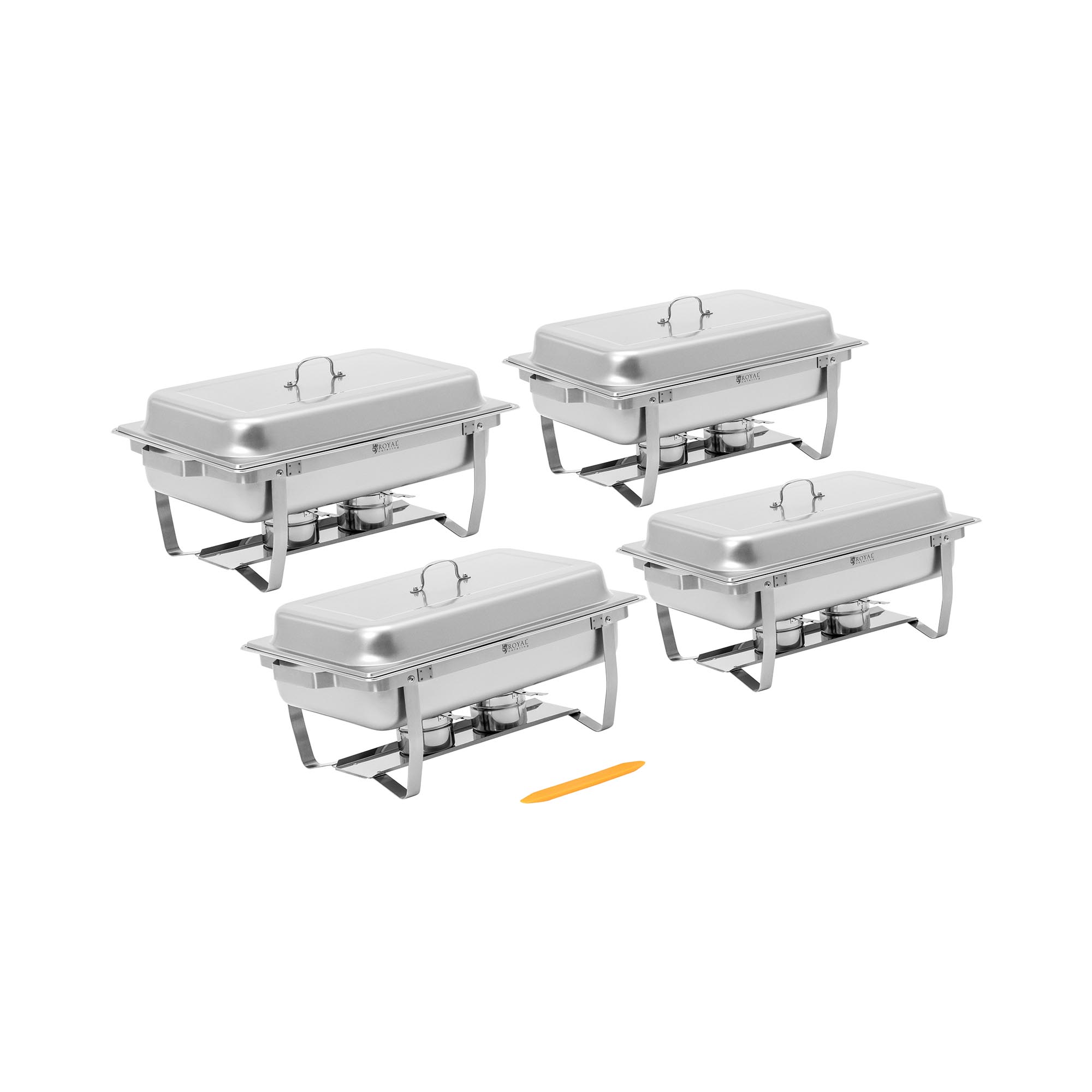 Chafing Dish - 4er-Set - GN 1/1 - 4 x 7,5 l - 4 Brennstoffbehälter - Royal Catering