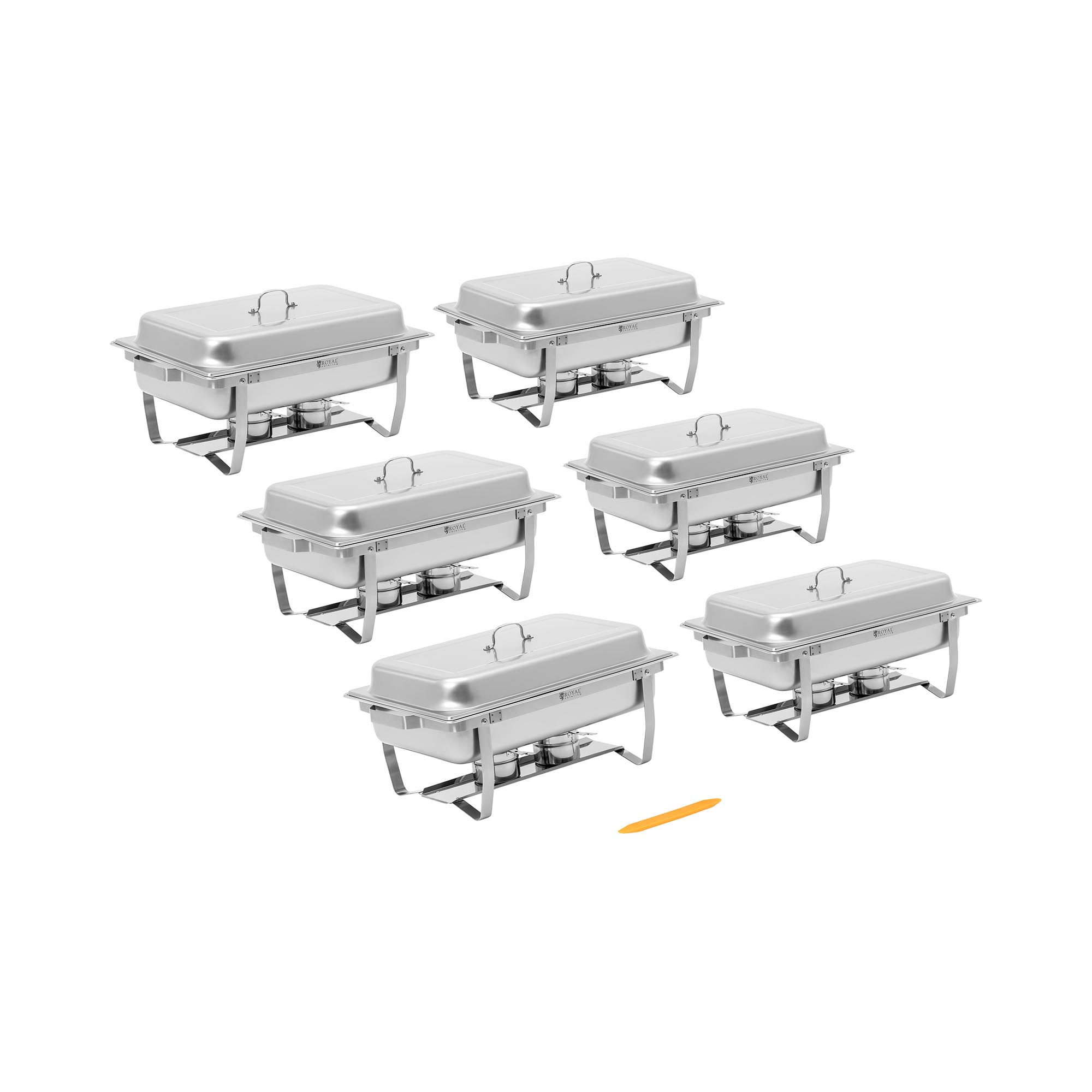 Chafing Dish - 6er-Set - GN 1/1 - 6 x 7,5 l - 6 Brennstoffbehälter - Royal Catering