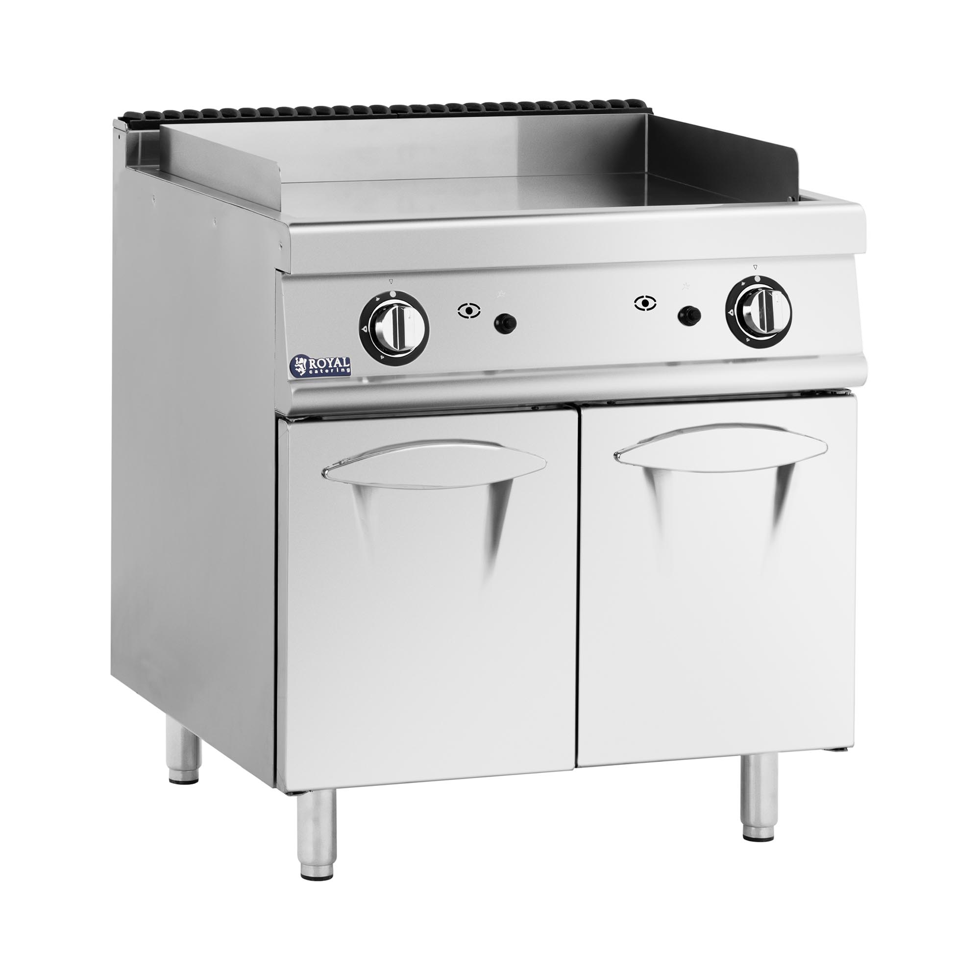 Gas-Grillplatte - 12 kW - glatt - 50 - 300 °C - Propangas / LPG / Erdgas - Unterschrank - Royal Catering