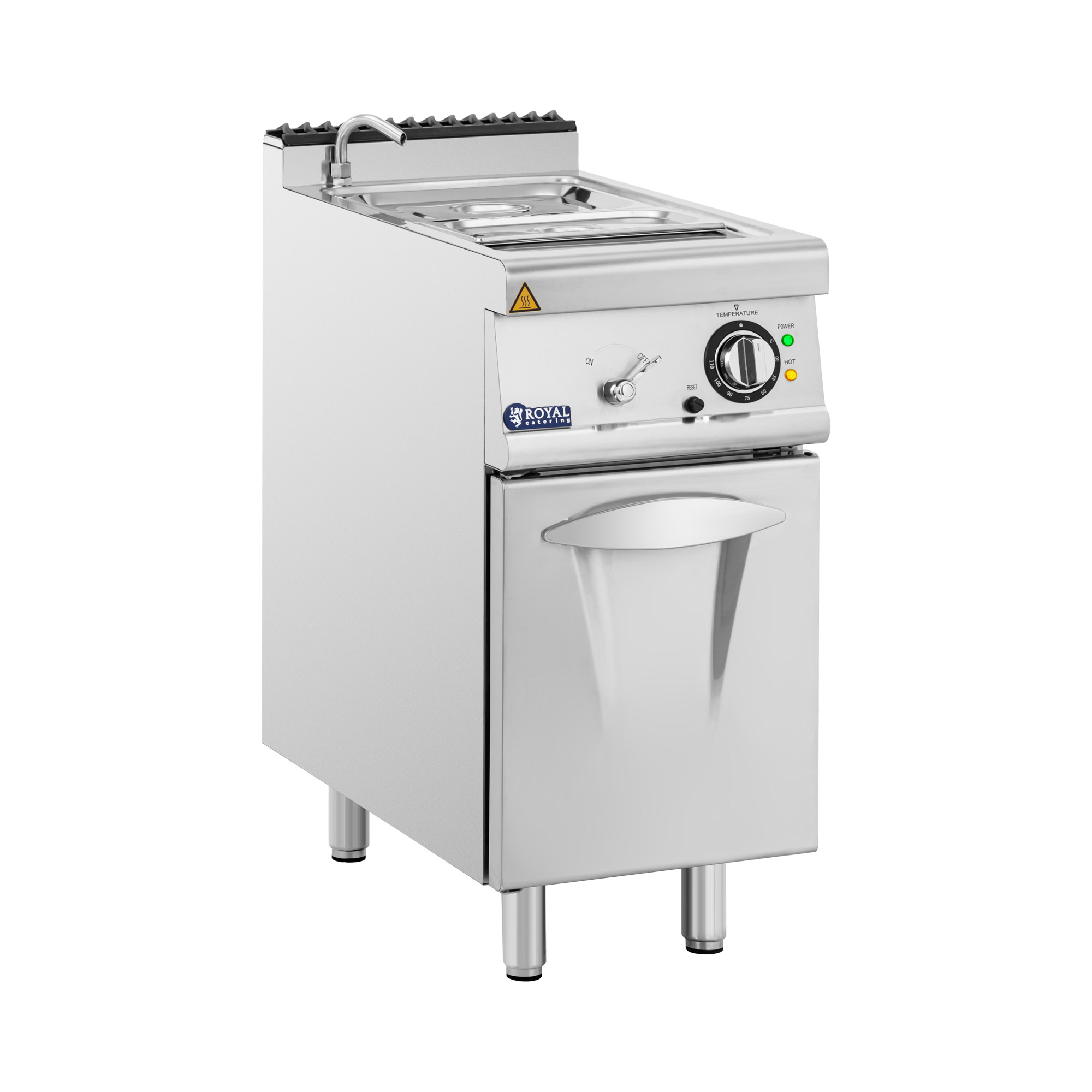Bain-Marie - 3000 W - GN 1/2 - GN 1/3 - Wasserhahn - Unterschrank (40 x 73 cm) - Royal Catering