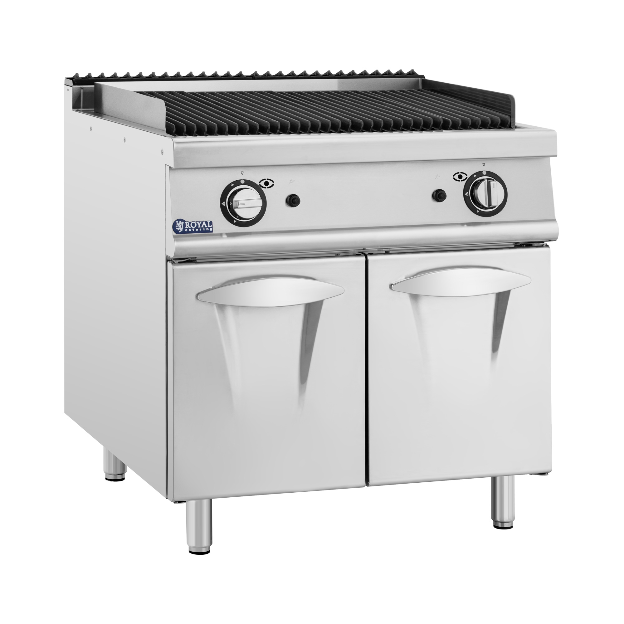 Lavastein-Grill - 2 x 8 kW - 50 bis 460 °C - Propangas / LPG / Erdgas - 80 x 73 cm - Pro 730 Series - Royal Catering