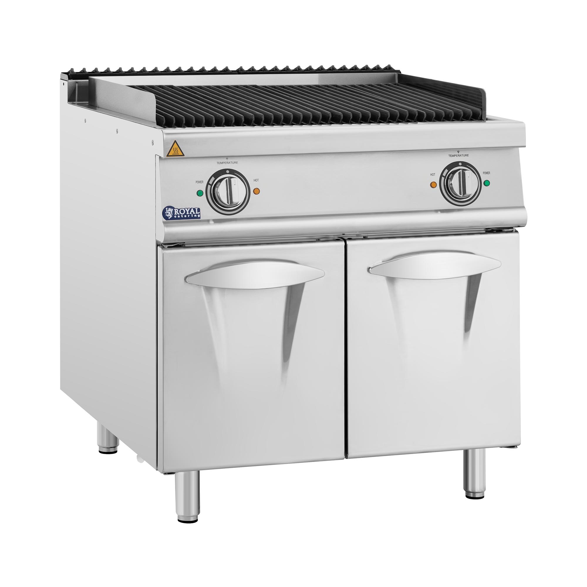 Lavastein-Grill - 8,1 kW - 50 bis 300 °C - 400 V - 80 x 73 cm - Pro 730 Series - Royal Catering