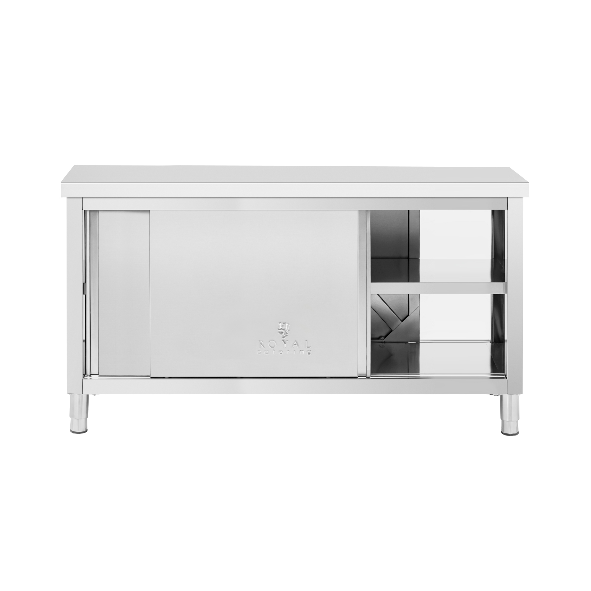Edelstahl-Arbeitsschrank mit Durchreiche - ECO - 160 x 60 cm - 500 kg - Royal Catering