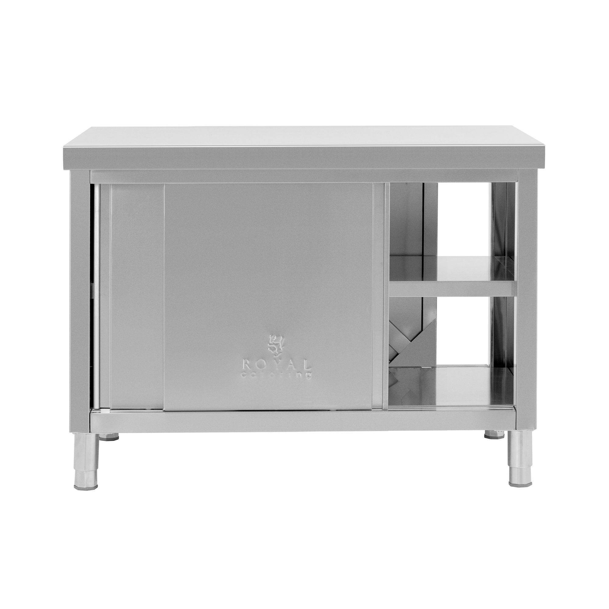 Edelstahl-Arbeitsschrank mit Durchreiche - ECO - 120 x 70 cm - 500 kg - Royal Catering