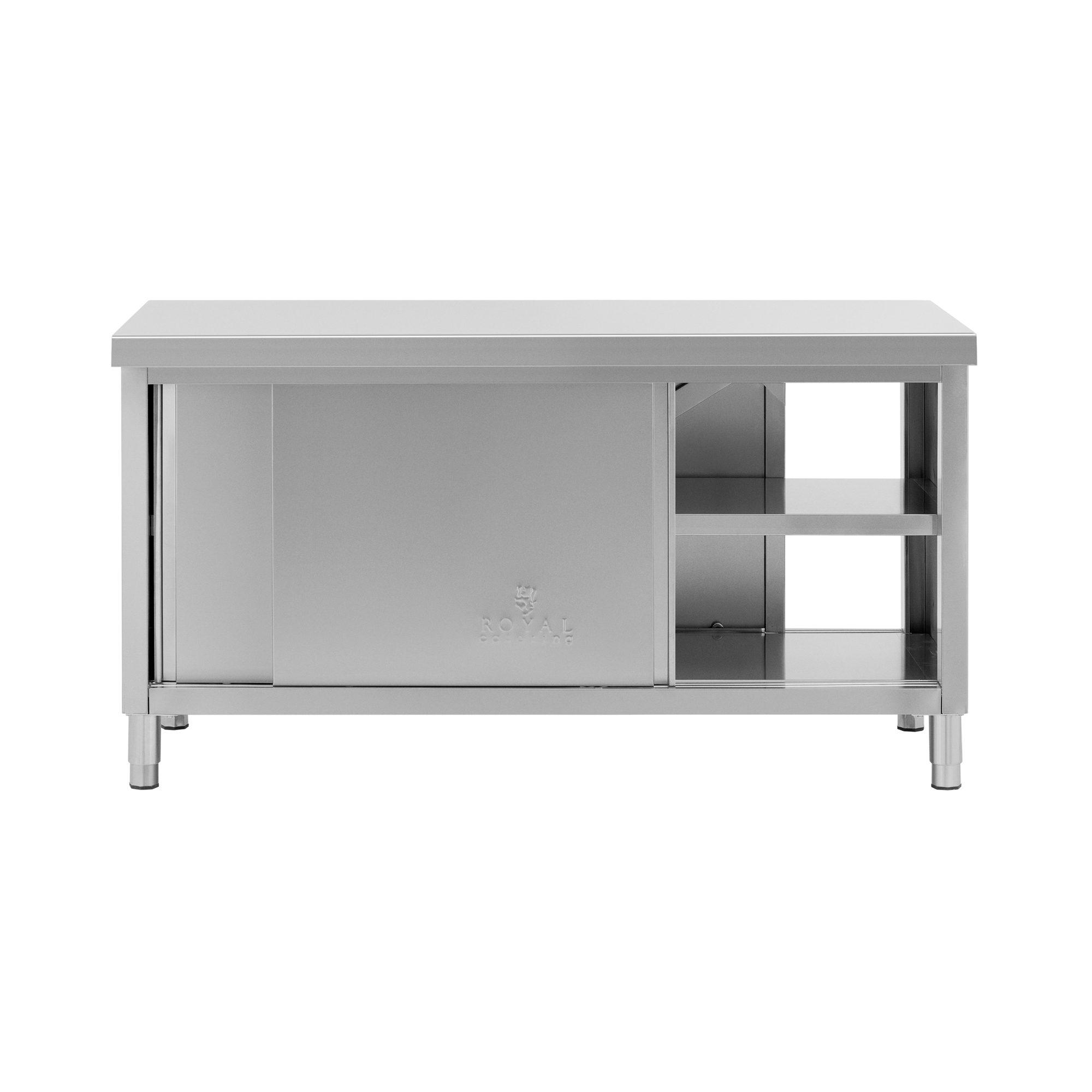 Edelstahl-Arbeitsschrank mit Durchreiche - ECO - 160 x 70 cm - 500 kg - Royal Catering