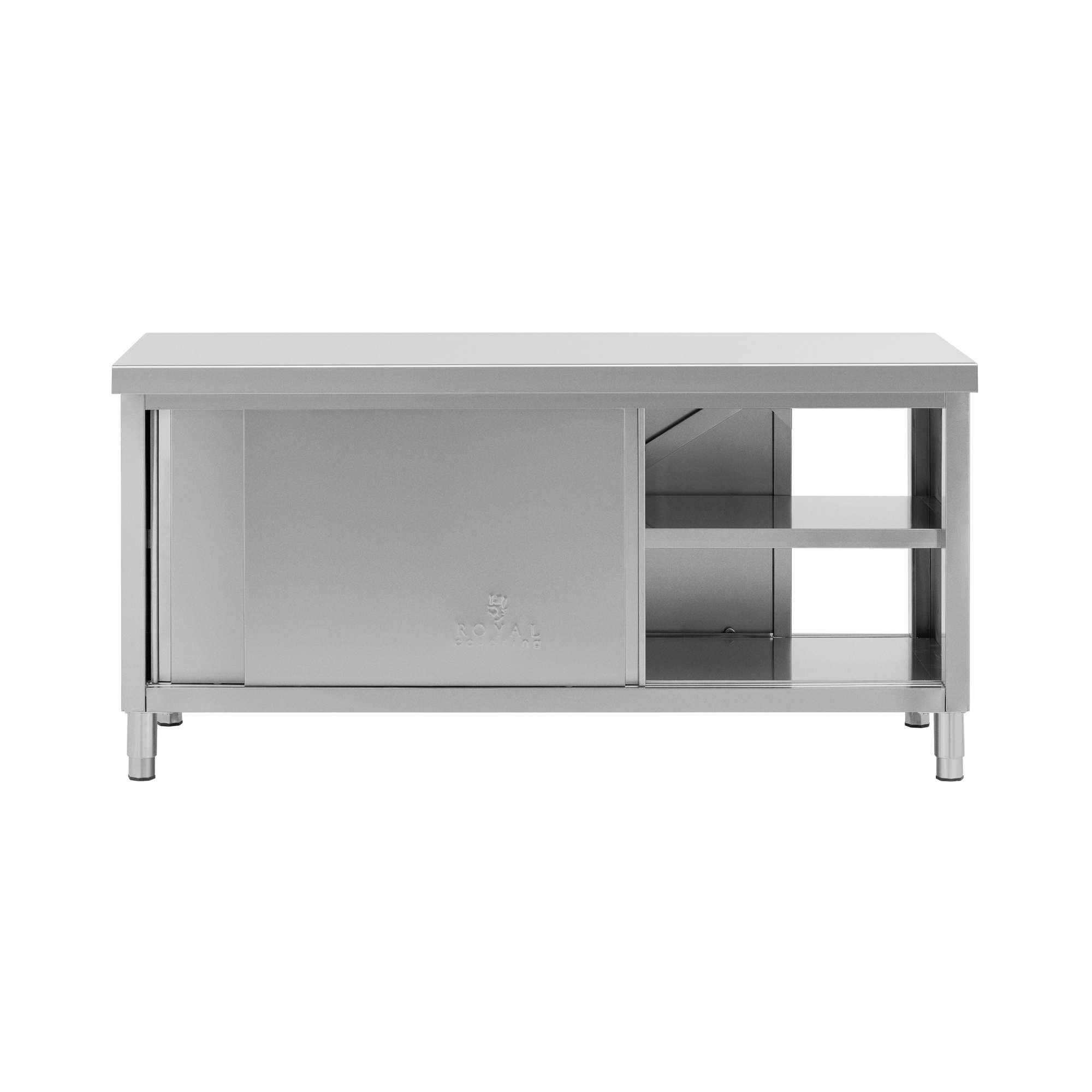 Edelstahl-Arbeitsschrank mit Durchreiche - ECO - 180 x 70 cm - 500 kg - Royal Catering
