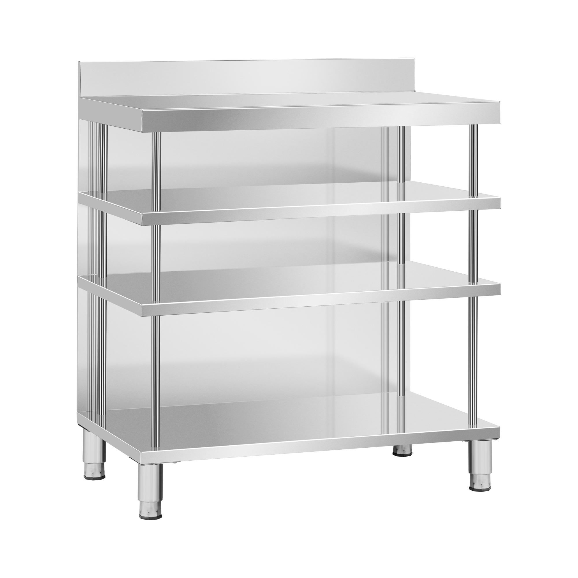 Bar-Arbeitstisch - Edelstahl - 100 x 60 x 105 cm - 4 Ablagen - Aufkantung - Royal Catering