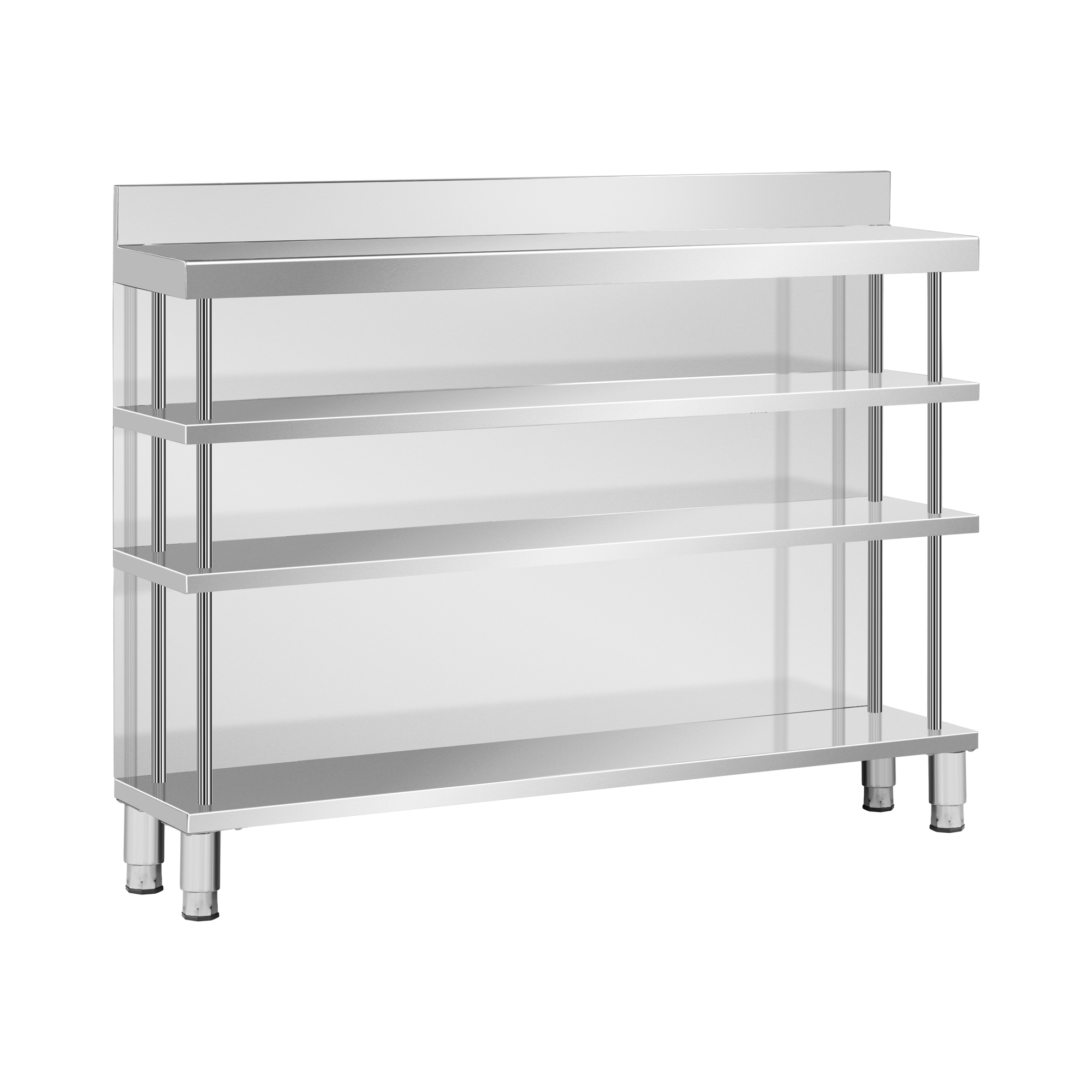 Bar-Arbeitstisch - Edelstahl - 100 x 30 x 105 cm - 4 Ablagen - Aufkantung - Royal Catering