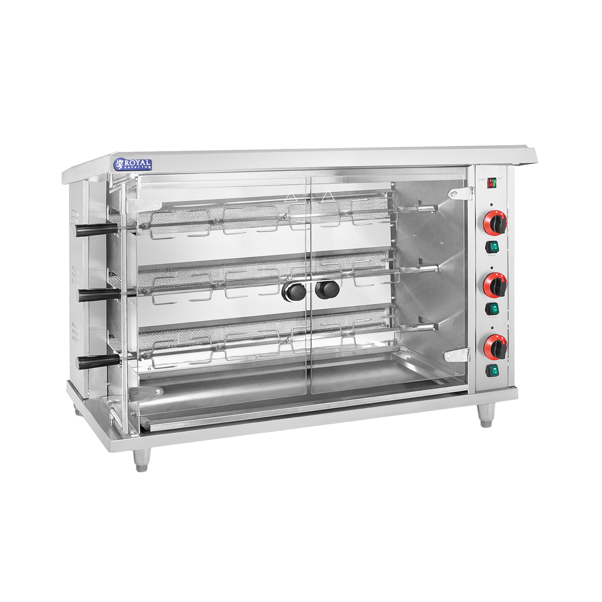 Hähnchengrill Gas - 3 Spieße - mit Beleuchtung - Royal Catering