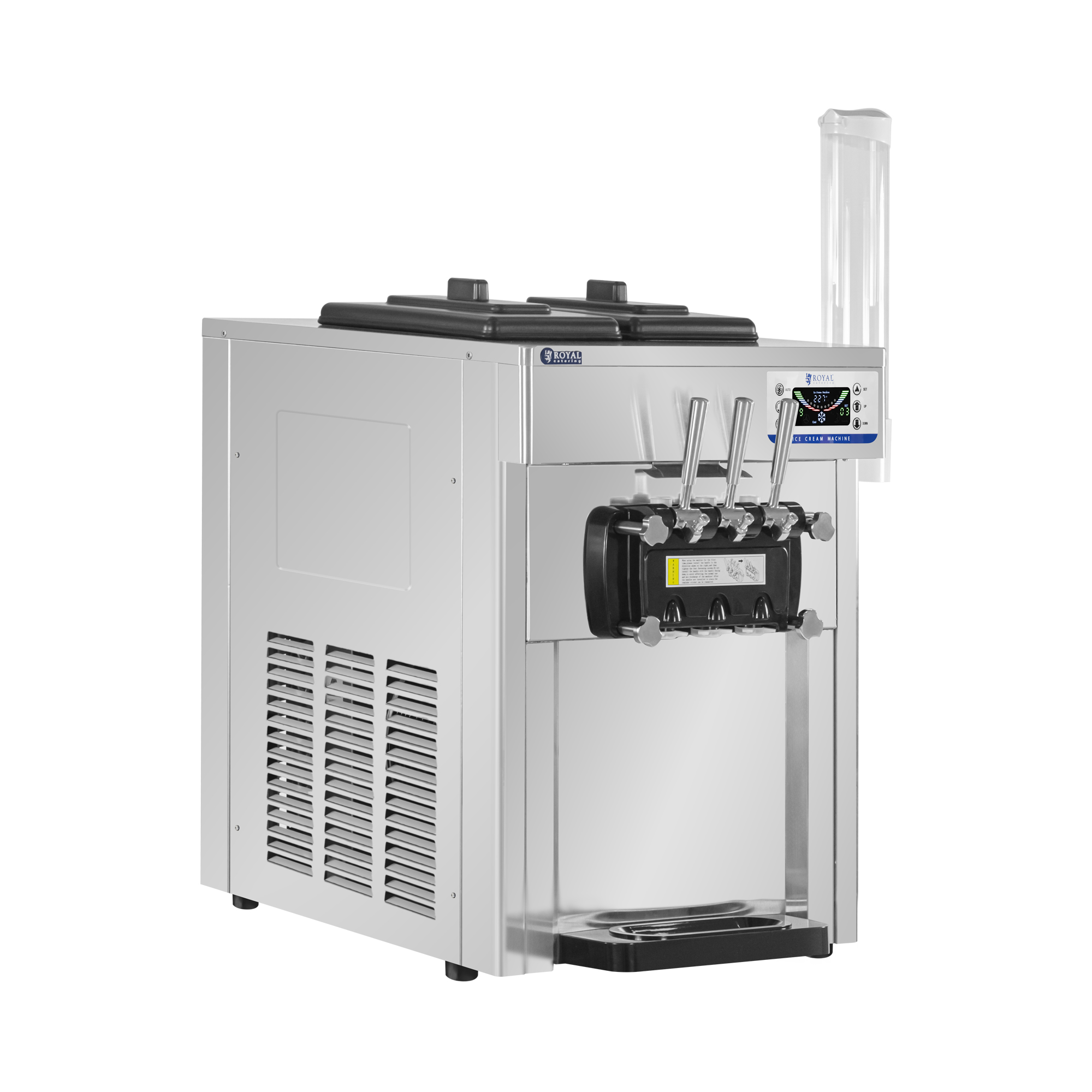 Softeismaschine - 16 l/h - 1650 W - 2 Sorten + Mischung aus beiden - Vorkühlung - Royal Catering