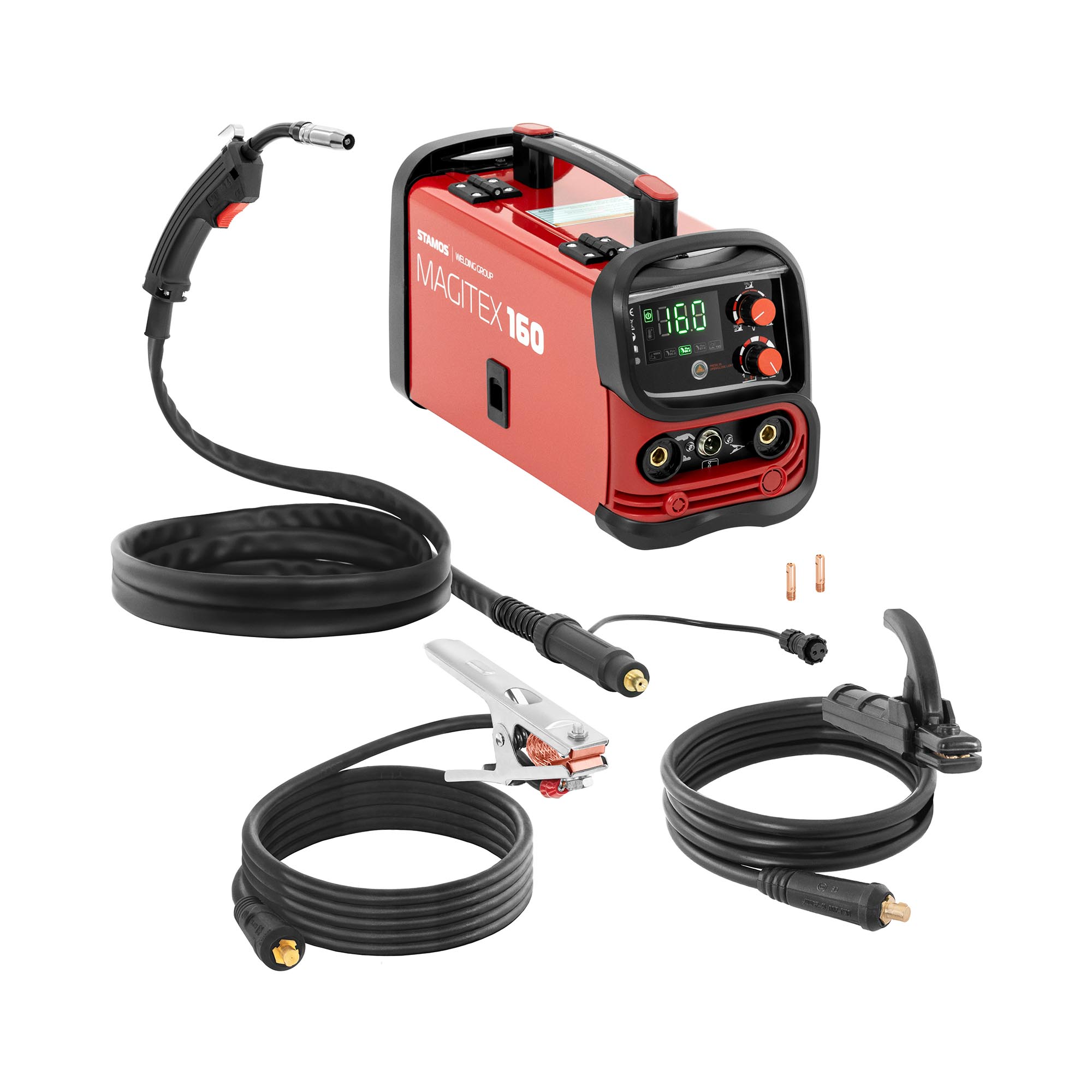 Stamos Germany Fülldraht-Schweißgerät - 130 A - 60 % Duty Cycle - WIG Liftarc - E-Hand