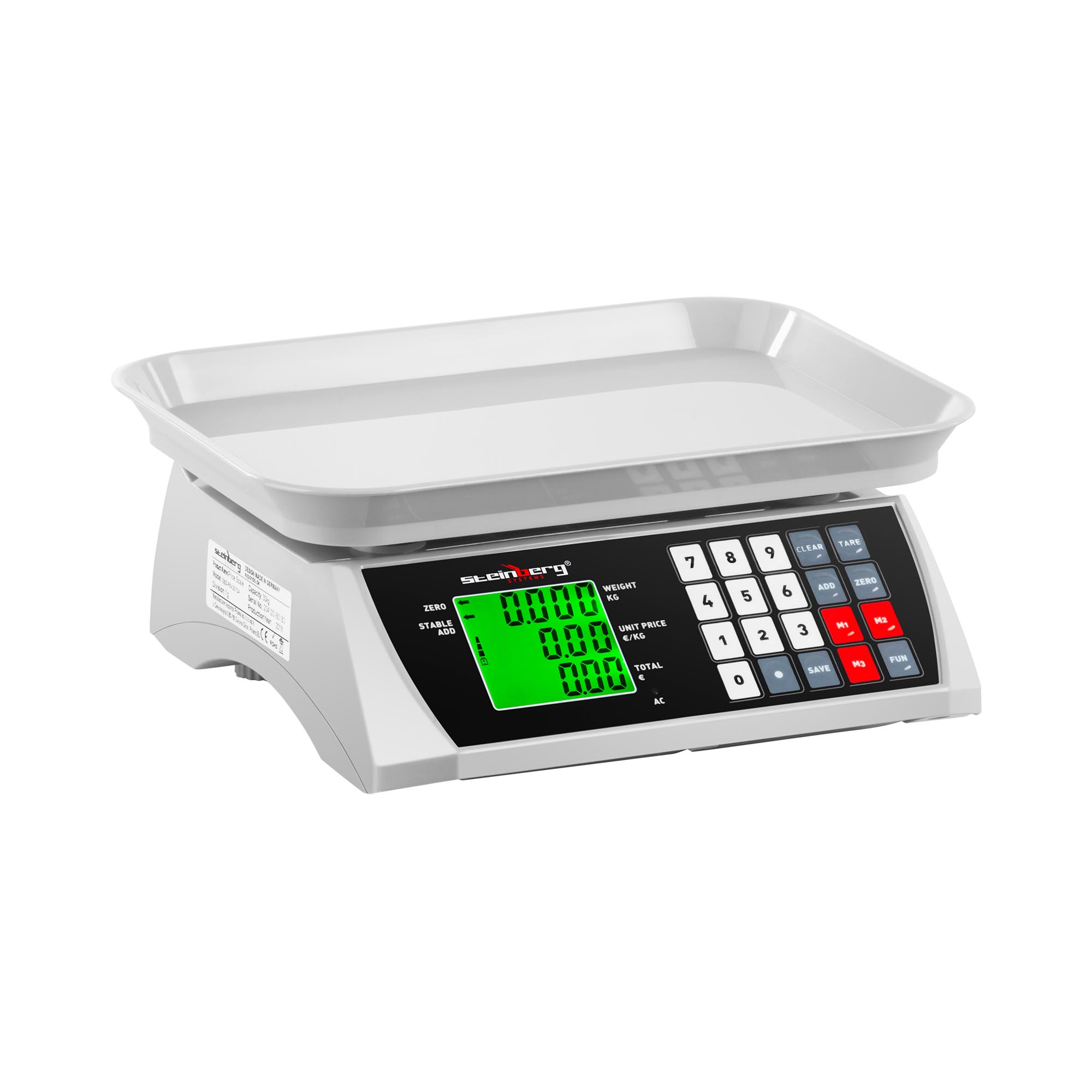 Steinberg Systems Kontrollwaage - 30 kg / 1 g - 28,8 x 21,8 cm - 2 LCD