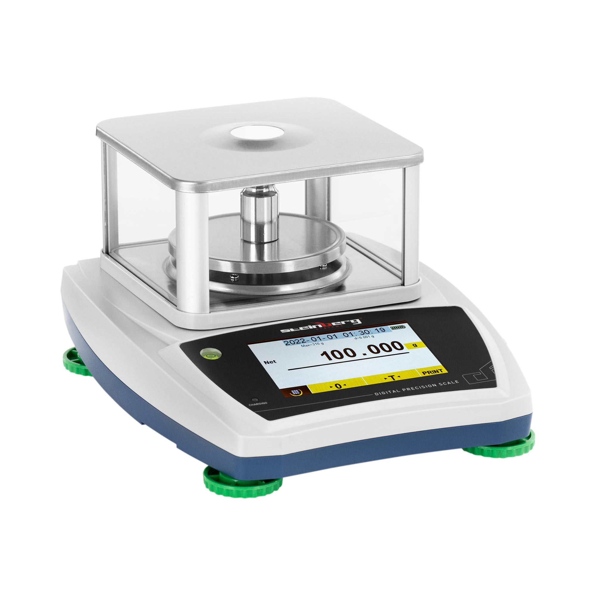 Steinberg Systems Präzisionswaage - 300 g / 0,001 g - Ø 98 mm - Touch-LCD - Glaswindschutz