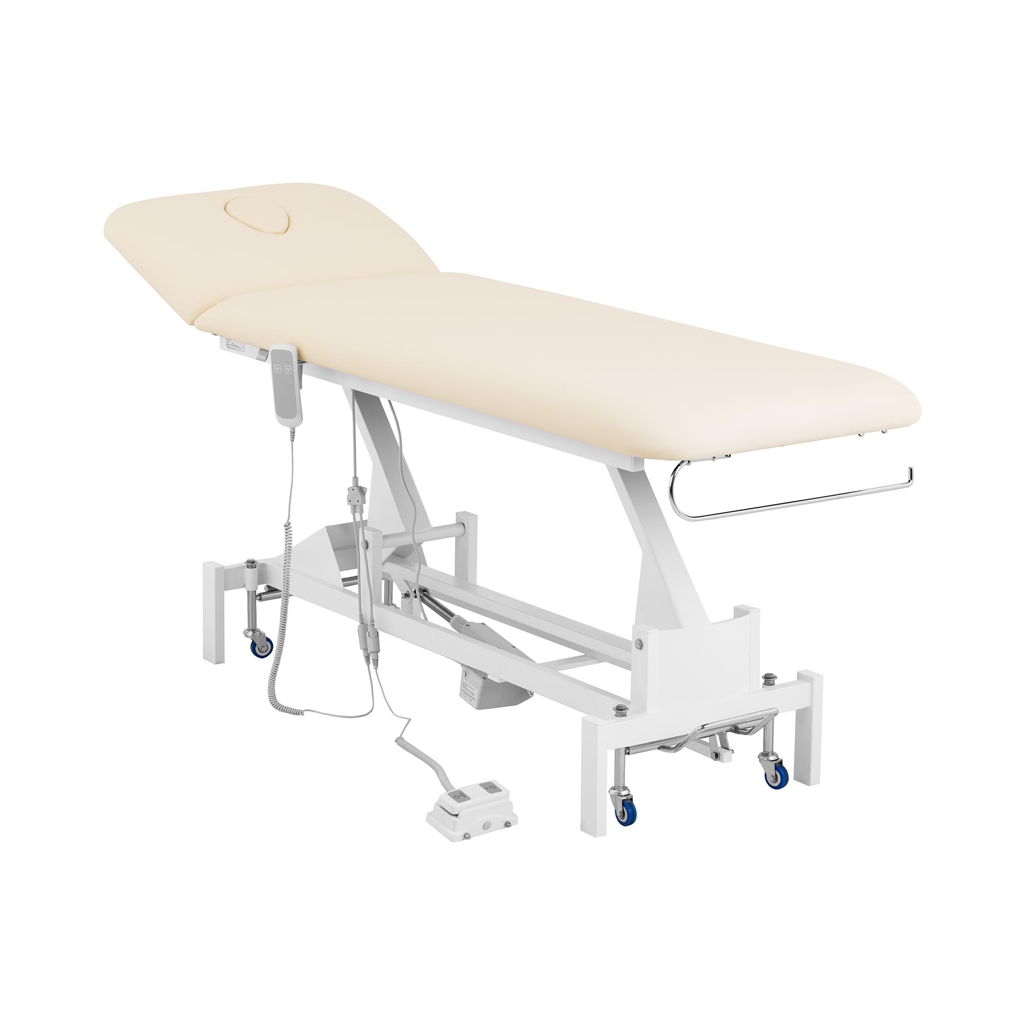 physa Massageliege elektrisch - 1 Motor - 100 W - 207 x 68 x 53 - 92 cm - 200 kg - weiß /beige